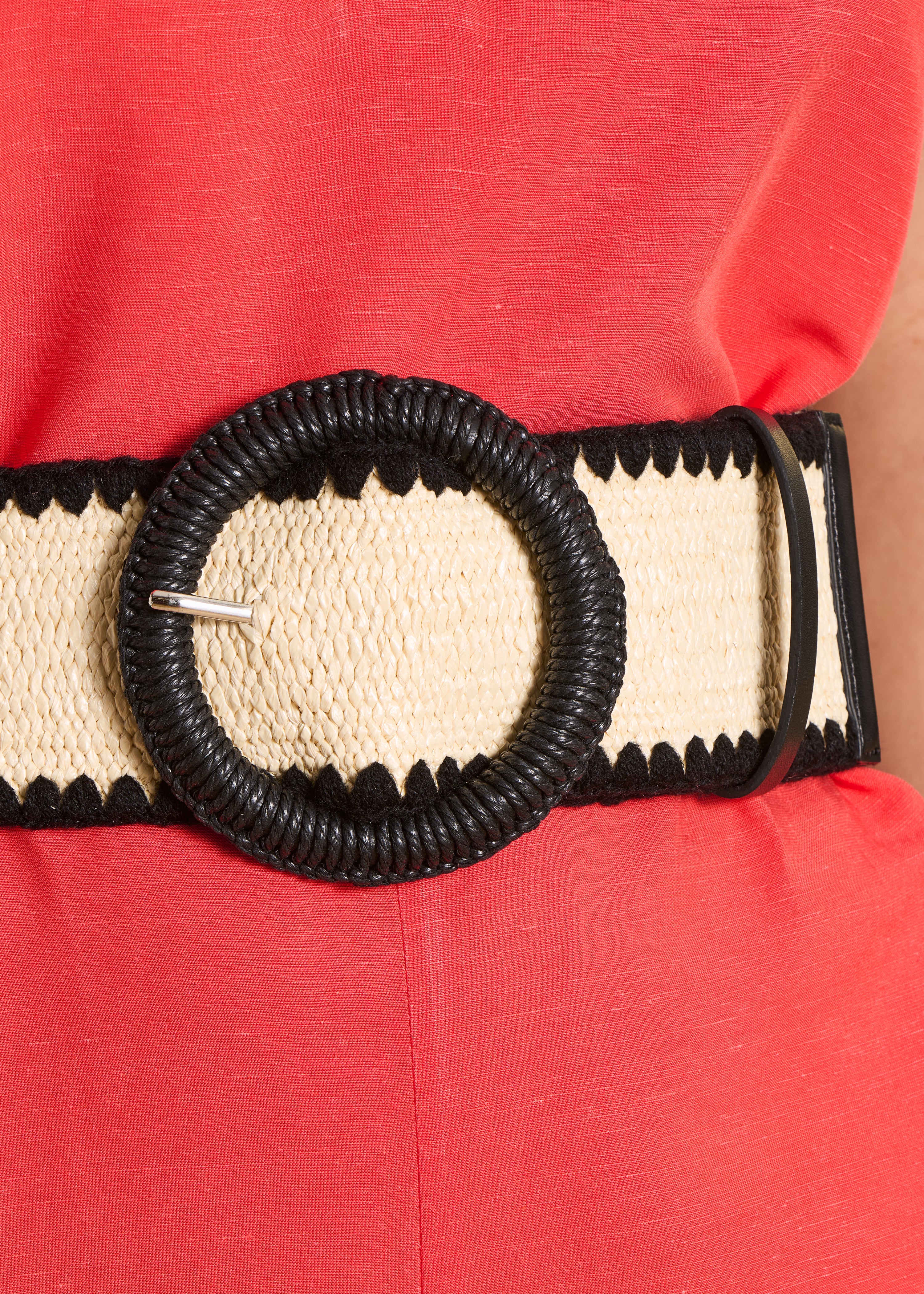 Ceinture élastiquée large écrue festonnée