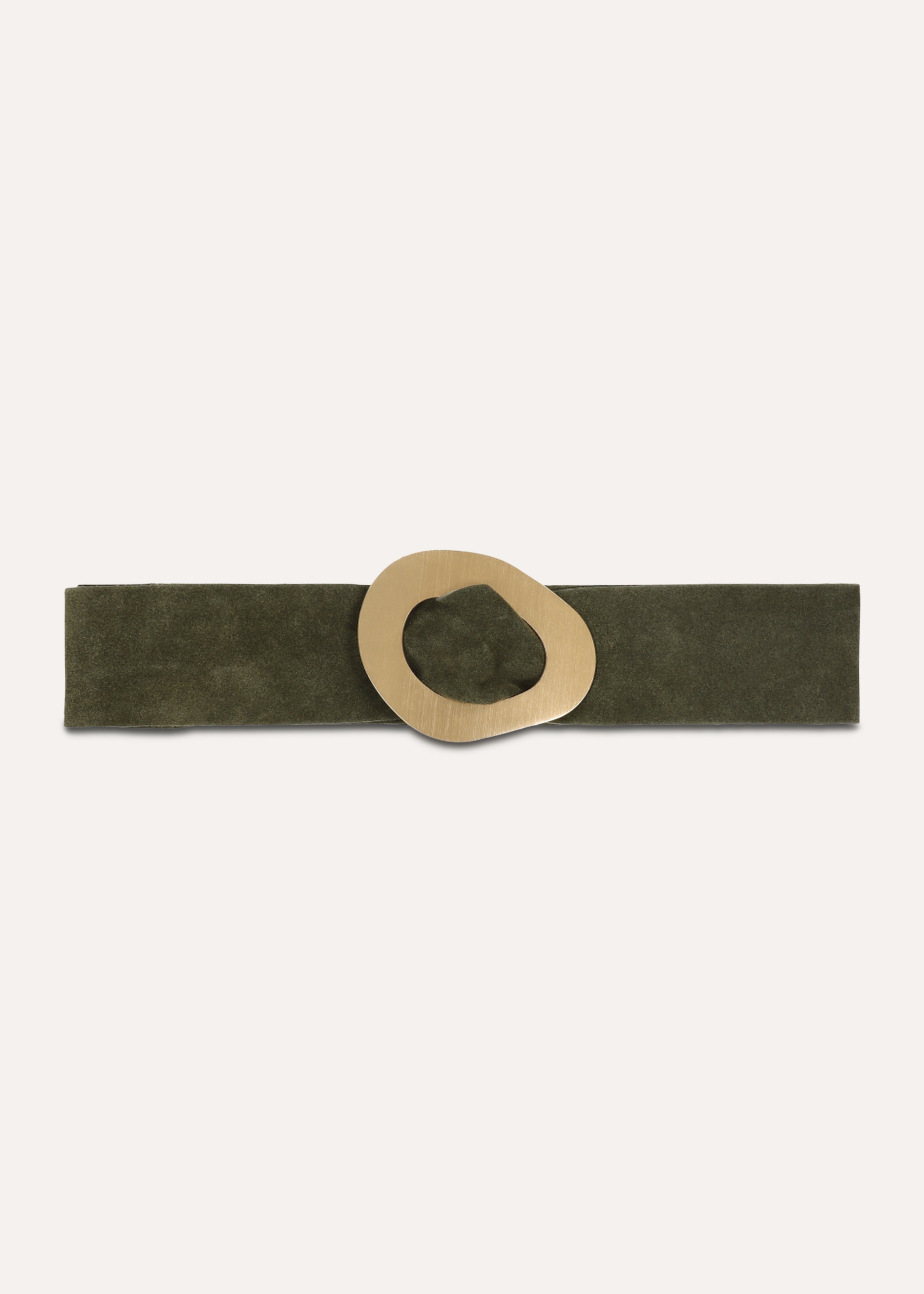 Wide belt in soft khaki leather