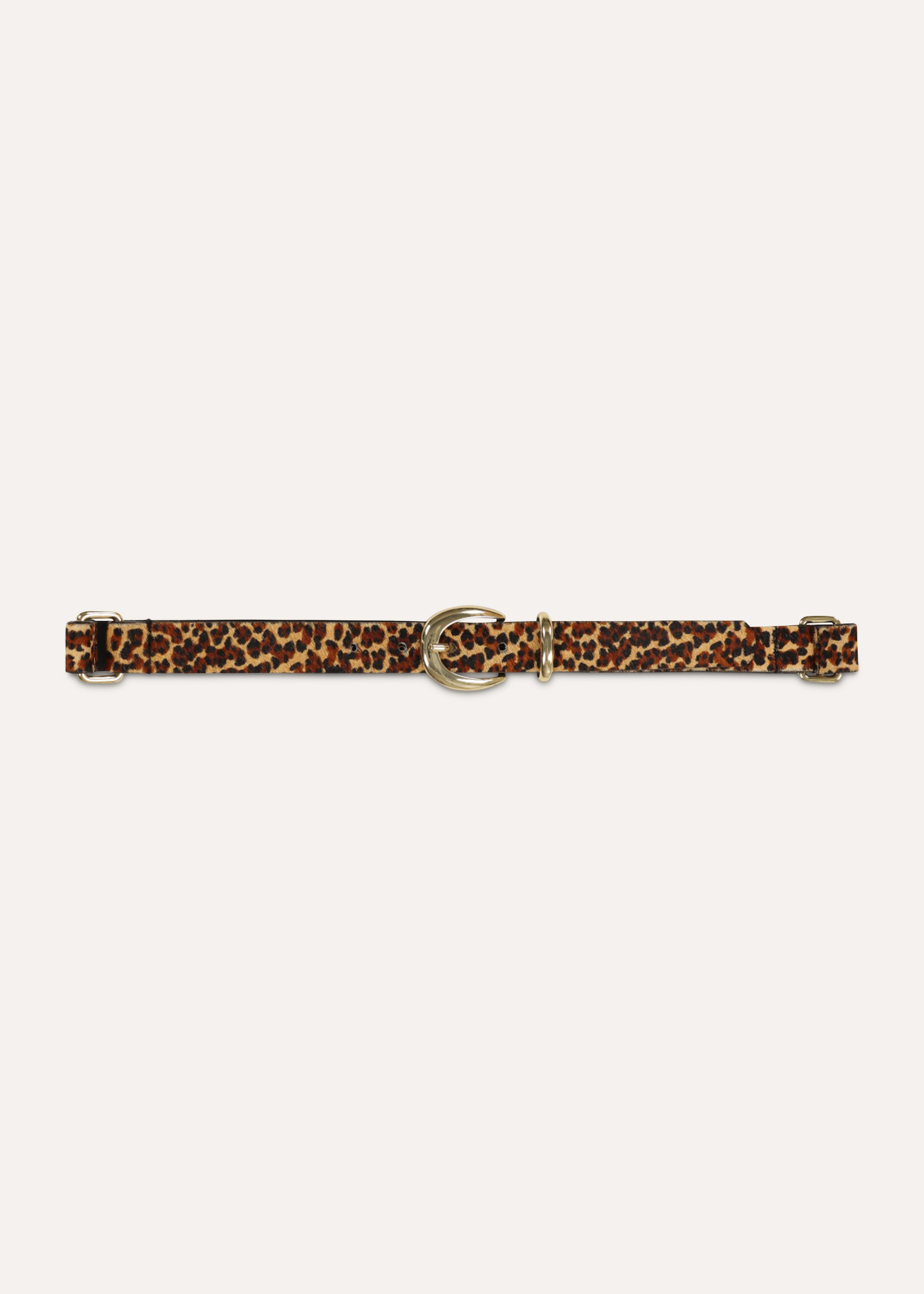 Dunne bruine riem van leer met dierenprint