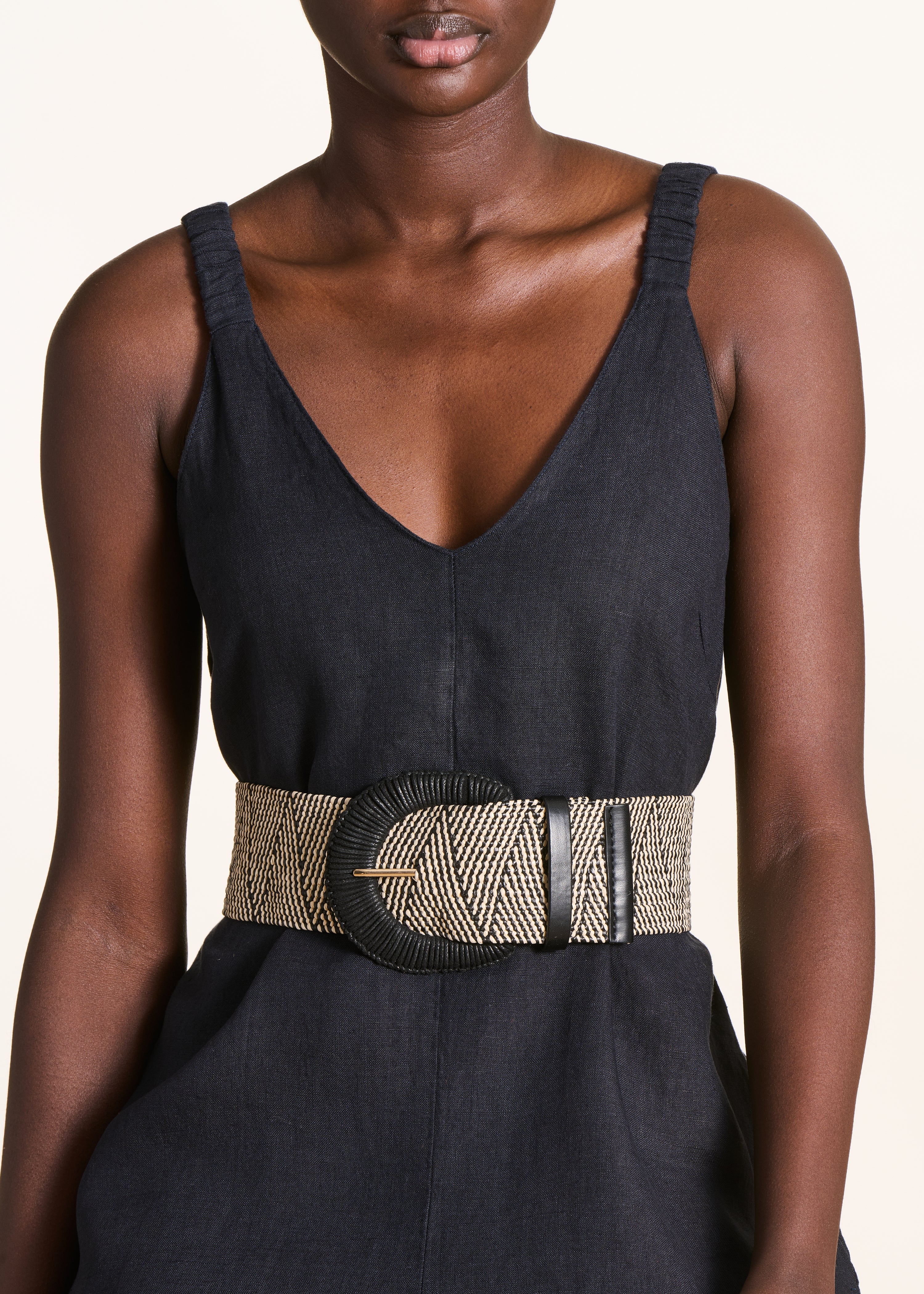 Black belt with rounded buckle