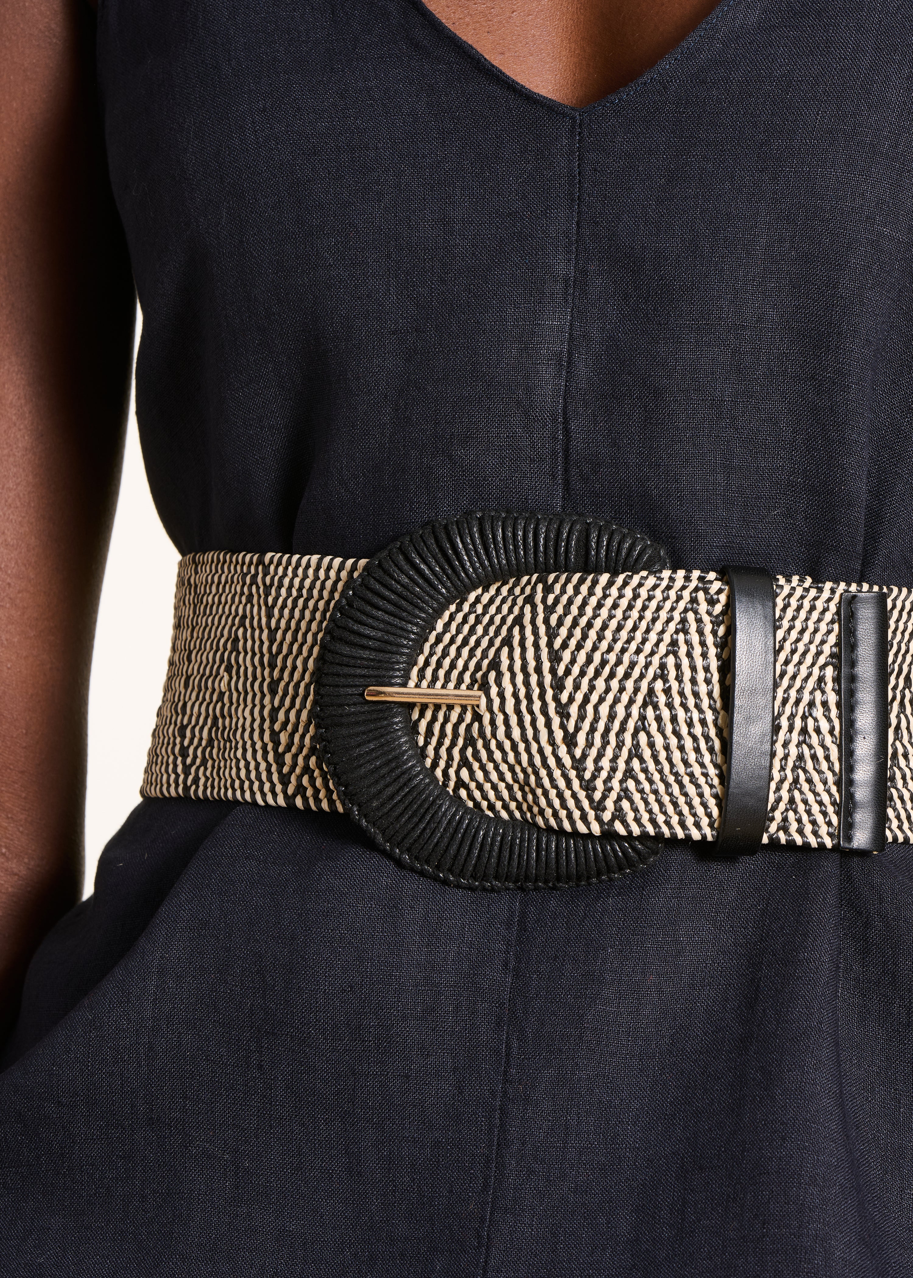 Black belt with rounded buckle