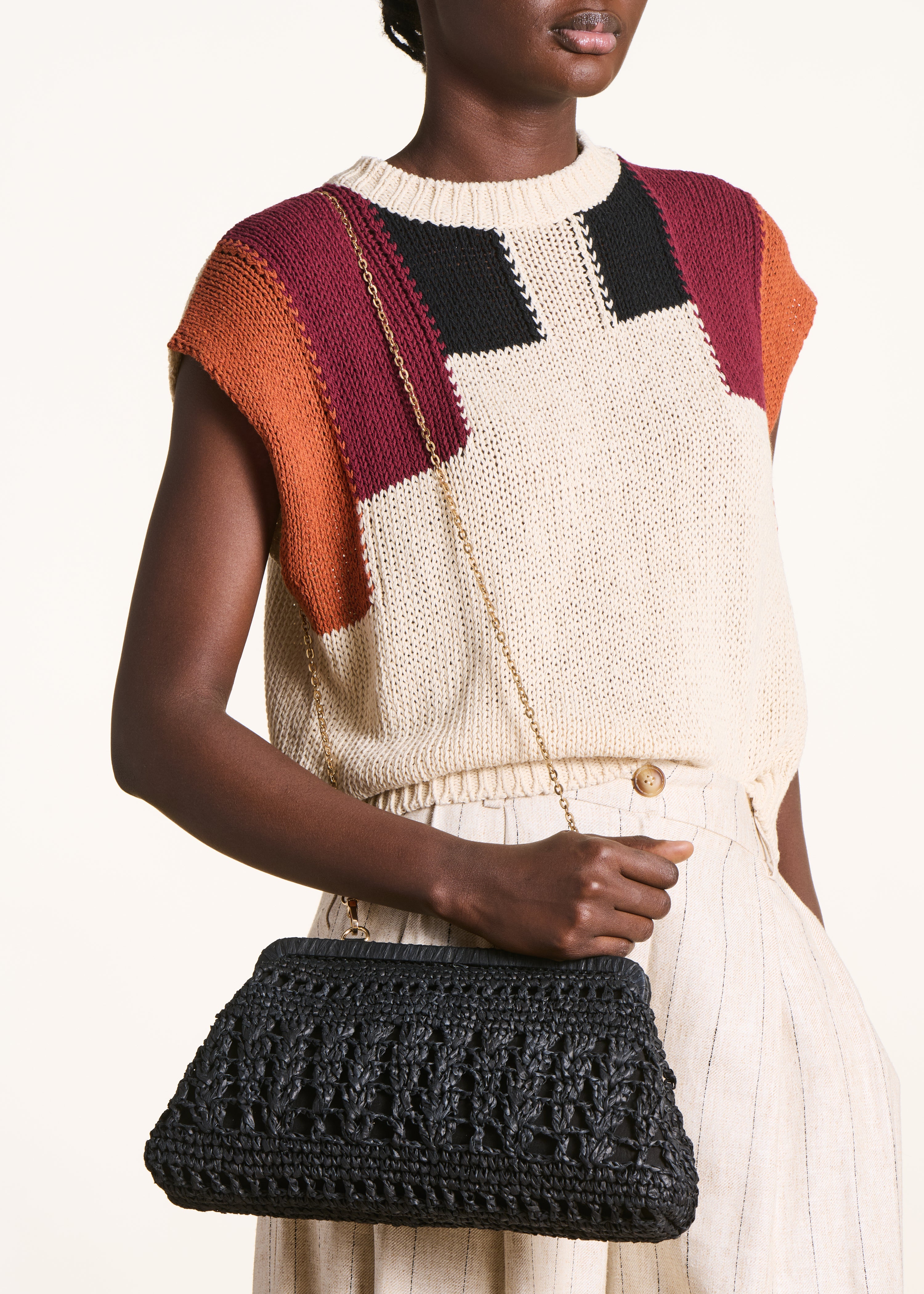 Black raffia crossbody bag