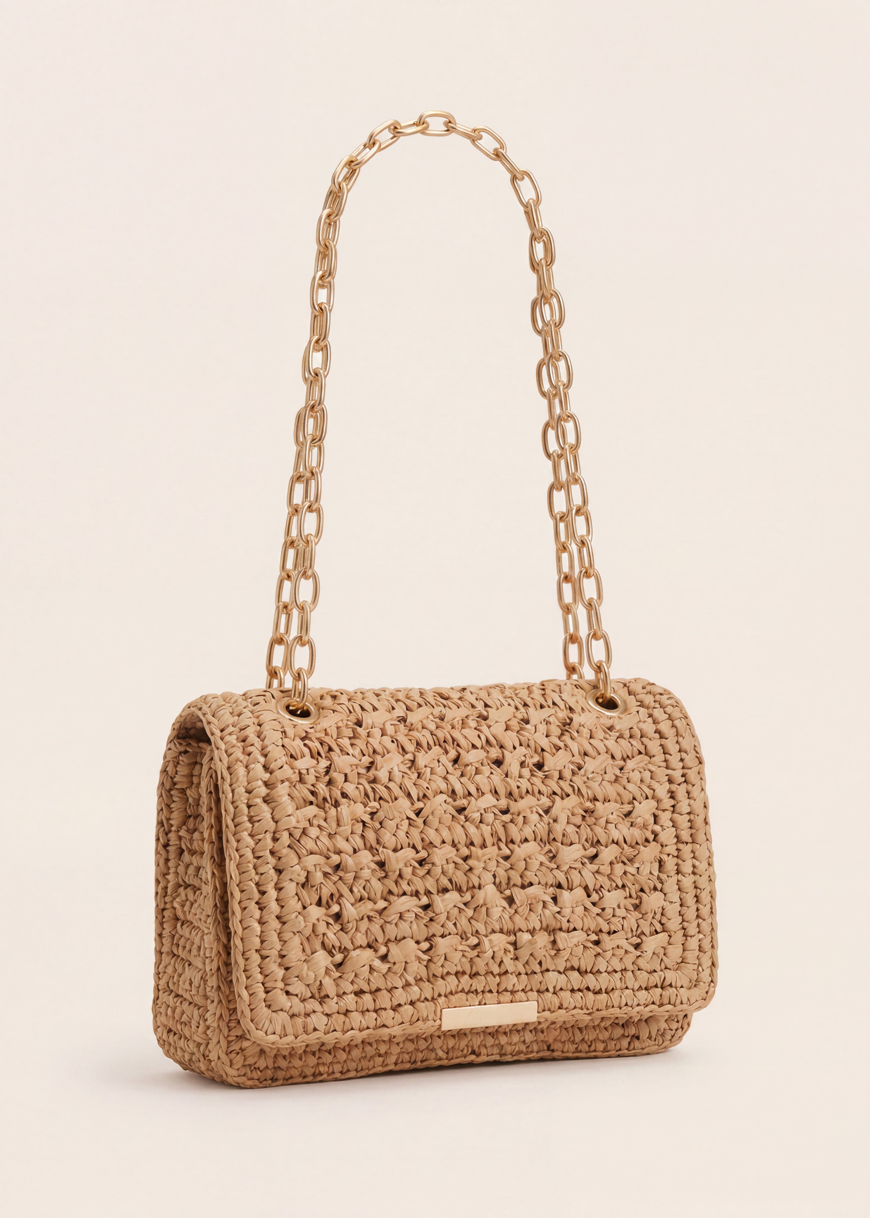 Sac besace beige en paille