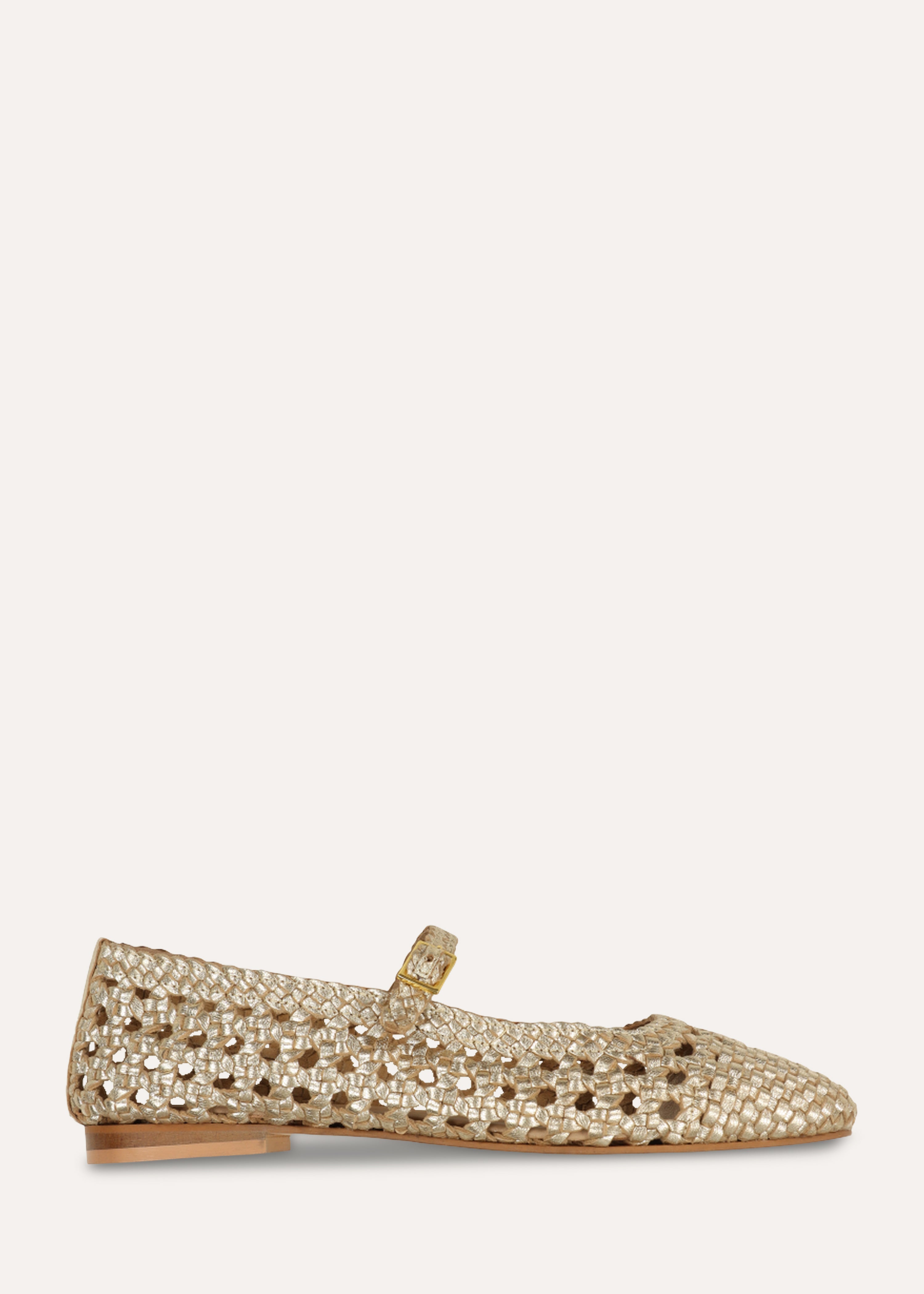 Woven Gold Leather Ballet Flats