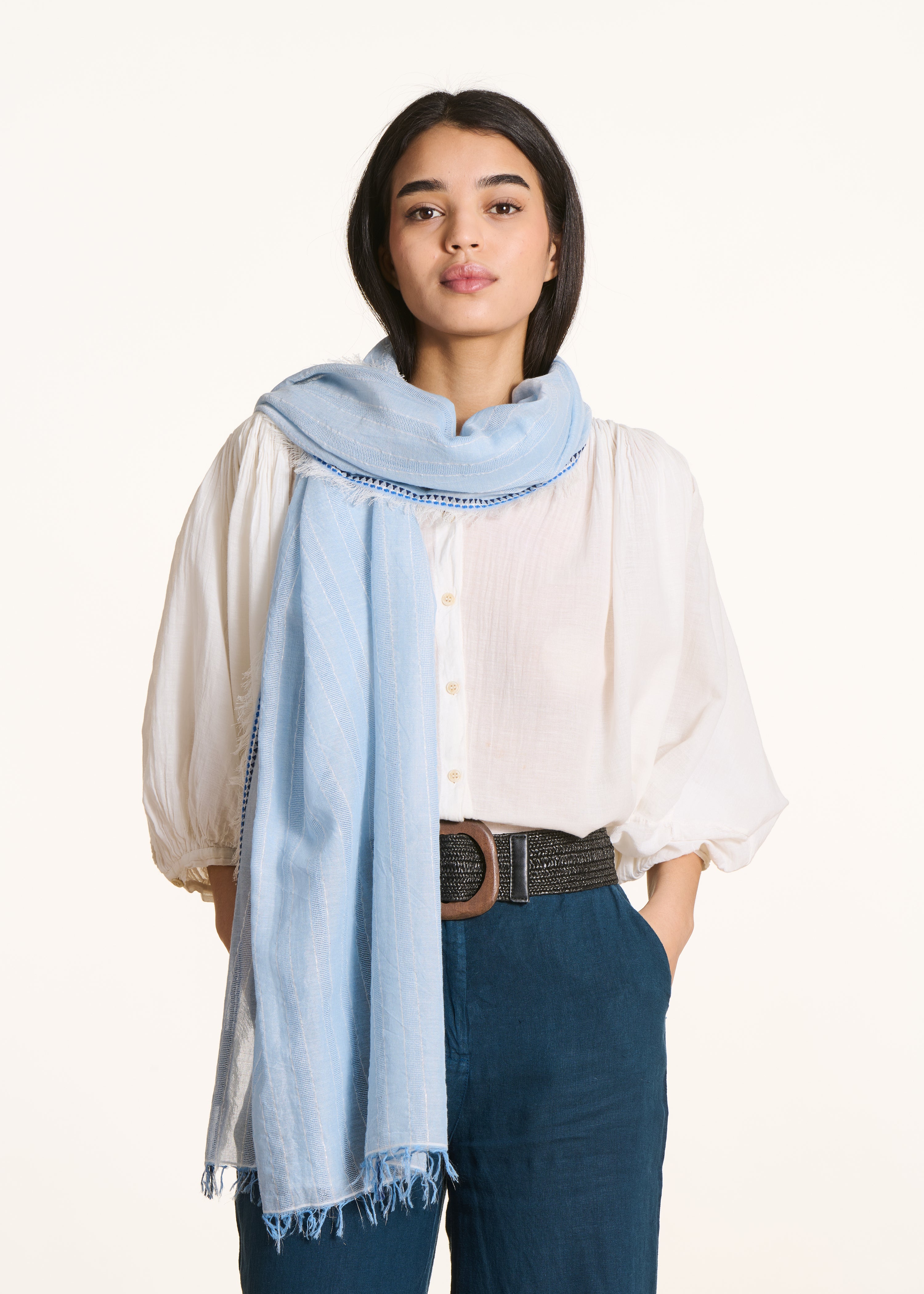 Light blue striped scarf