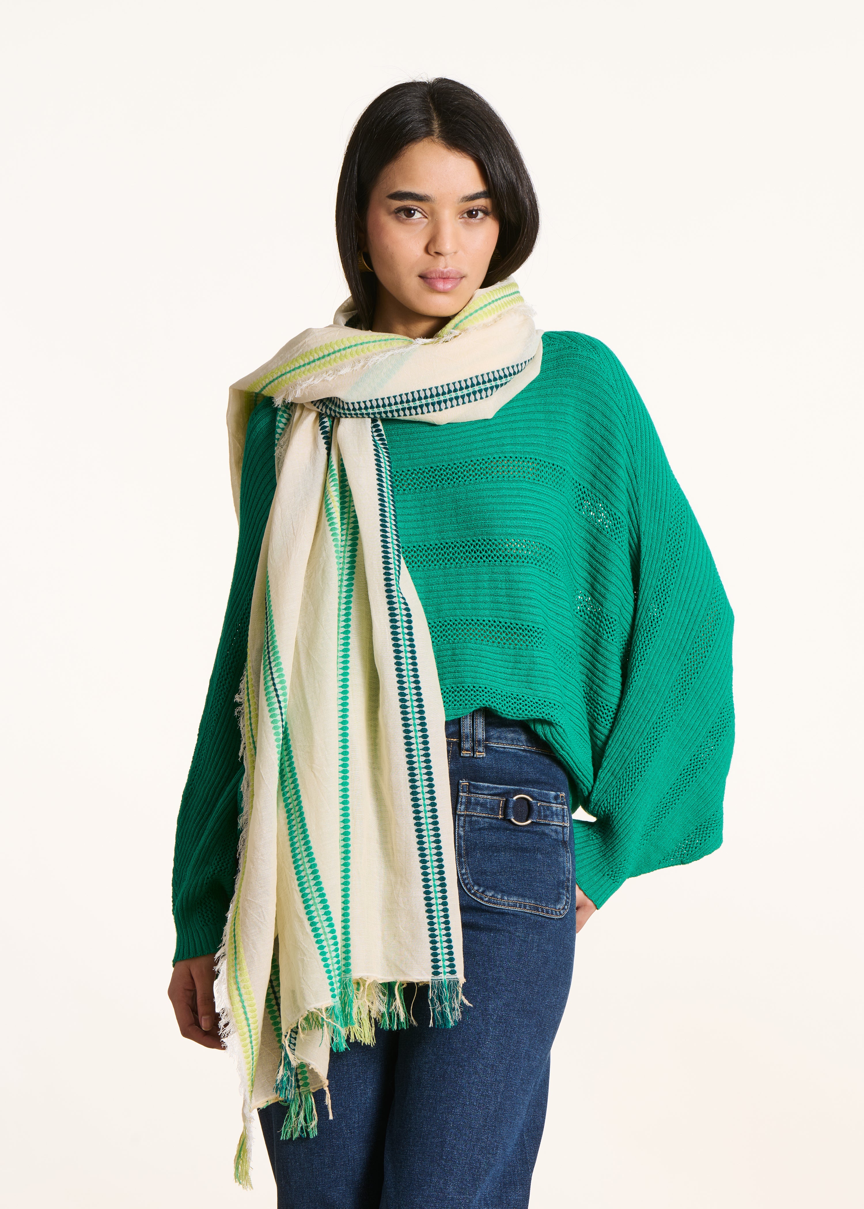 Foulard à rayures fantaisie vertes