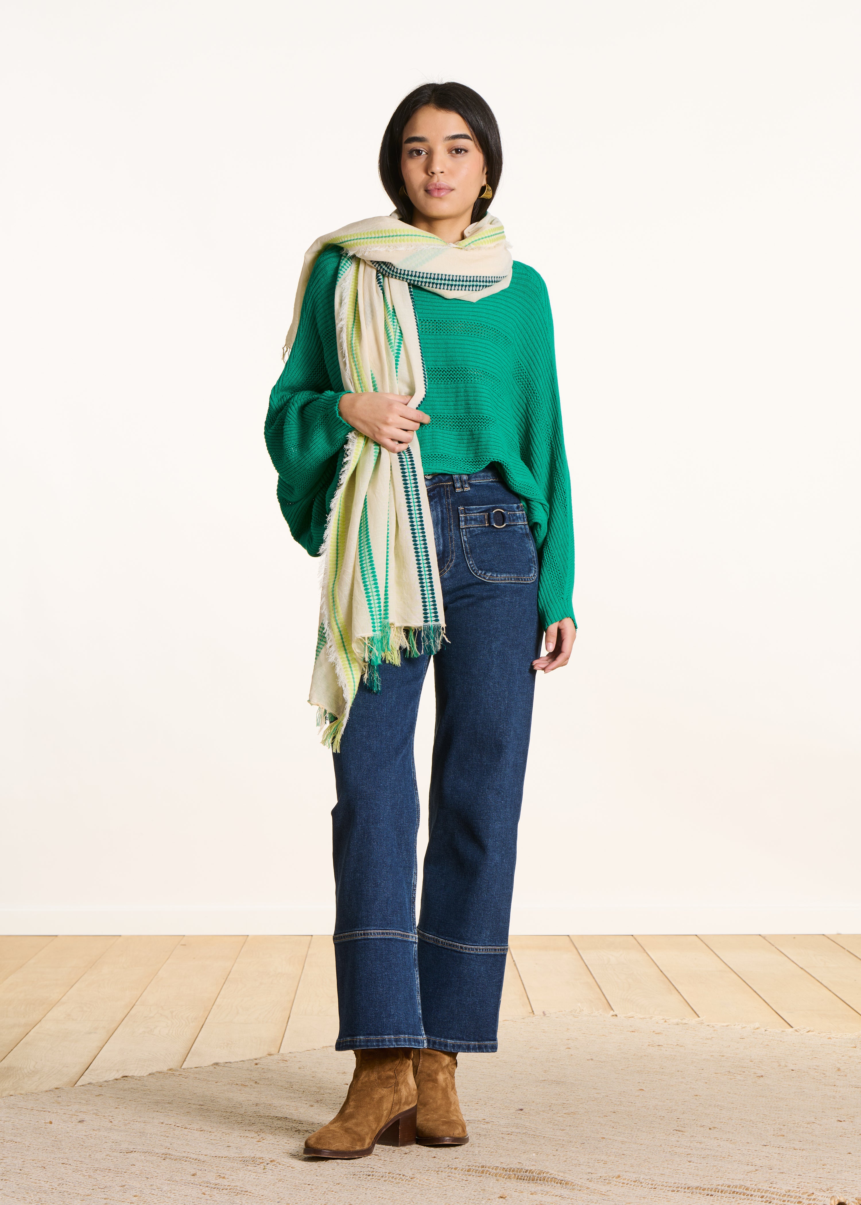 Foulard à rayures fantaisie vertes