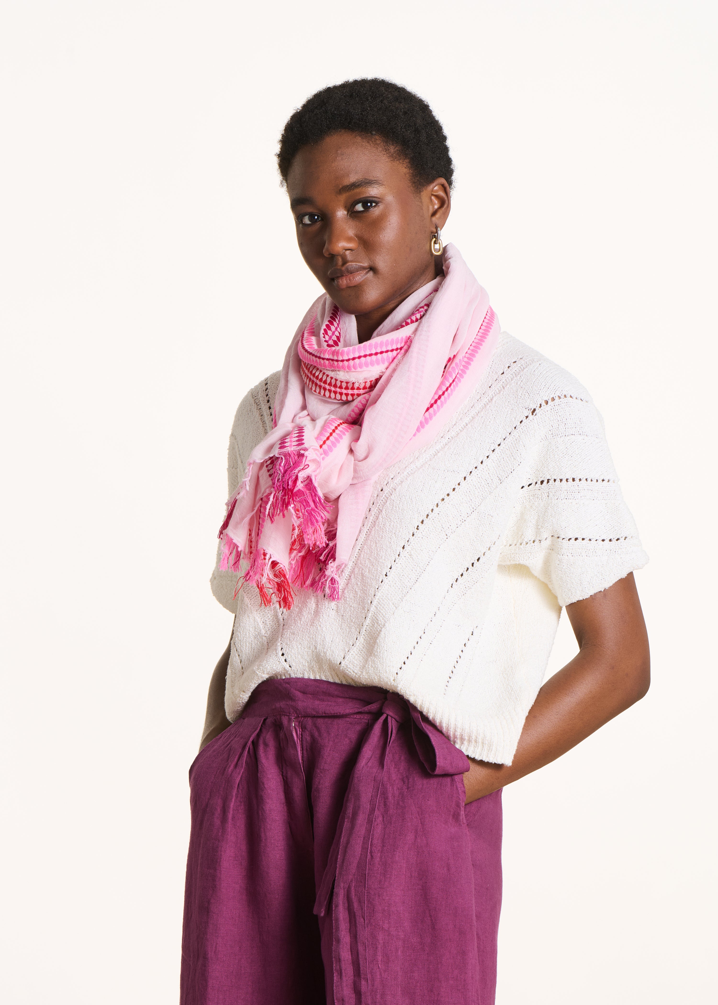 Pink striped fantasy scarf
