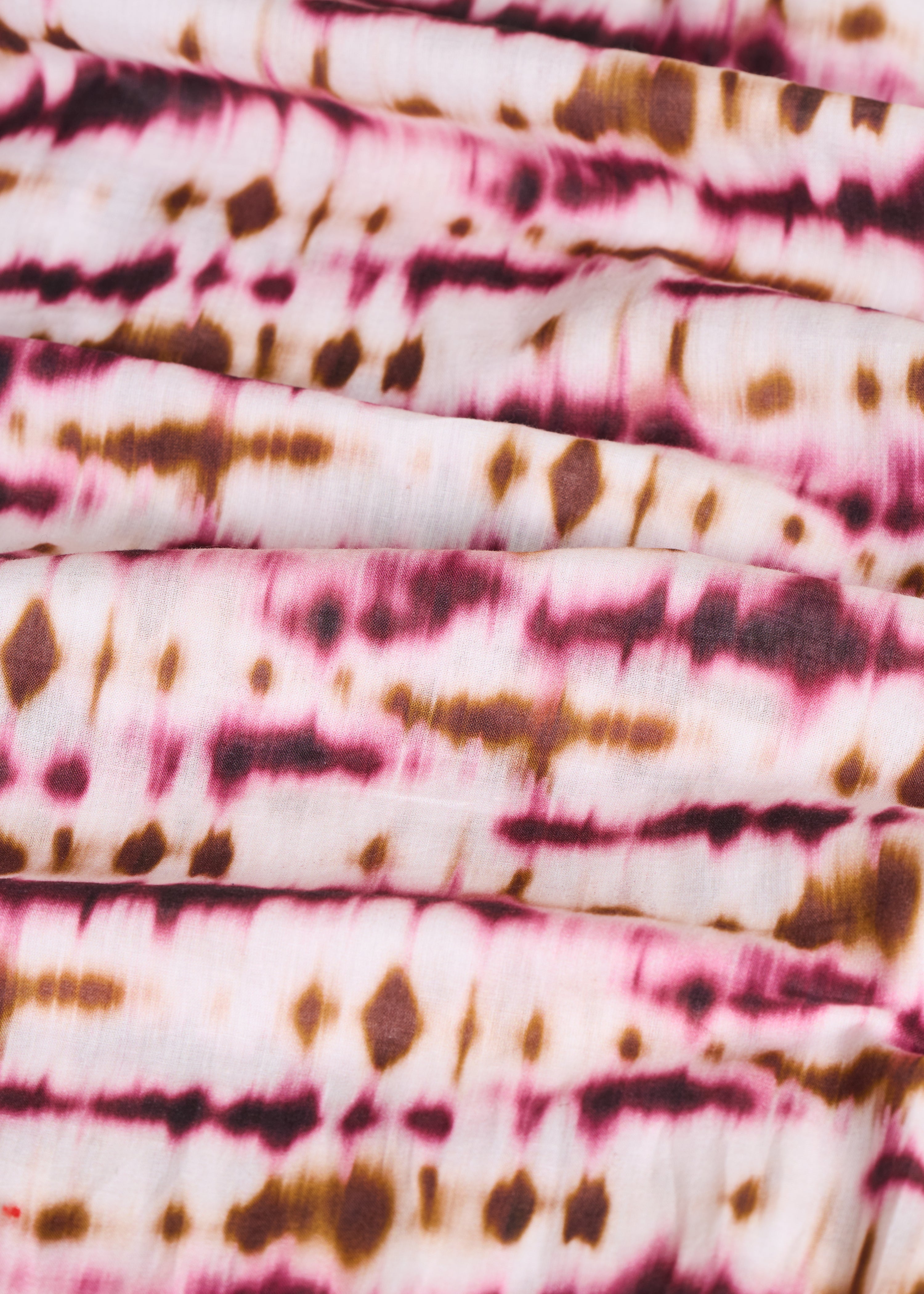 Baumwollschal mit Bordeaux-Tie-Dye-Print