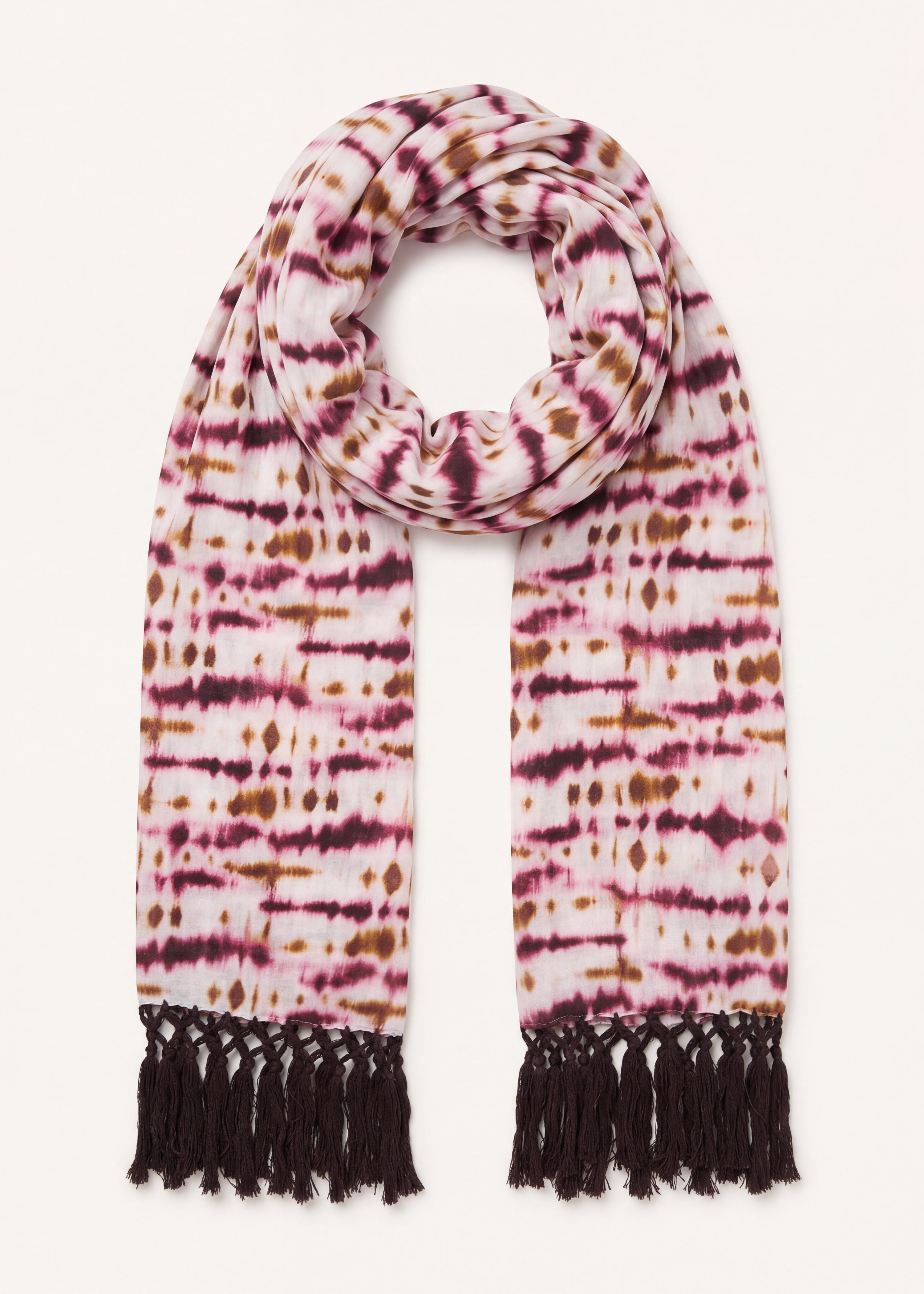 Baumwollschal mit Bordeaux-Tie-Dye-Print