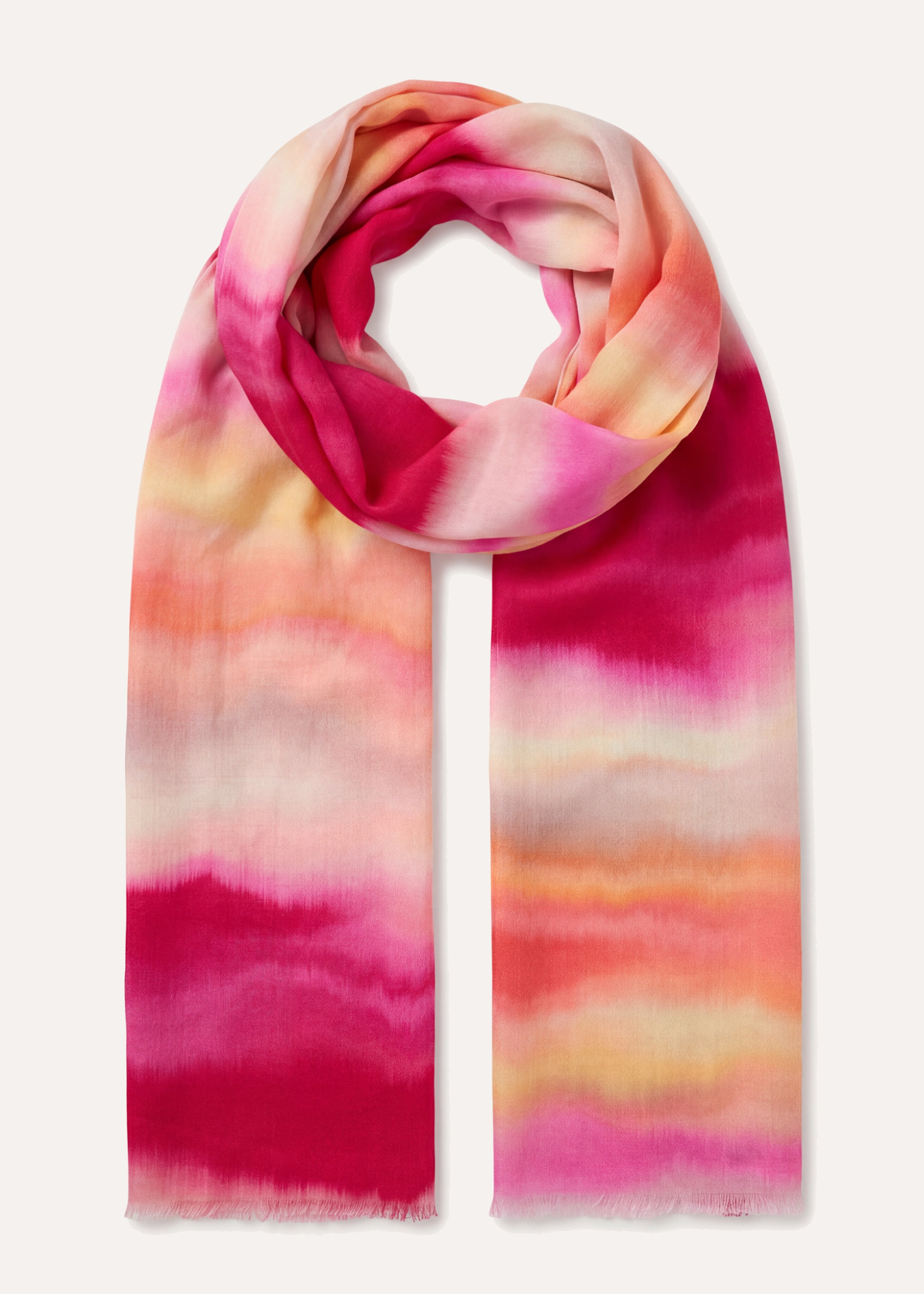 Foulard rosa a righe con stampa tie & dye in cotone e modal