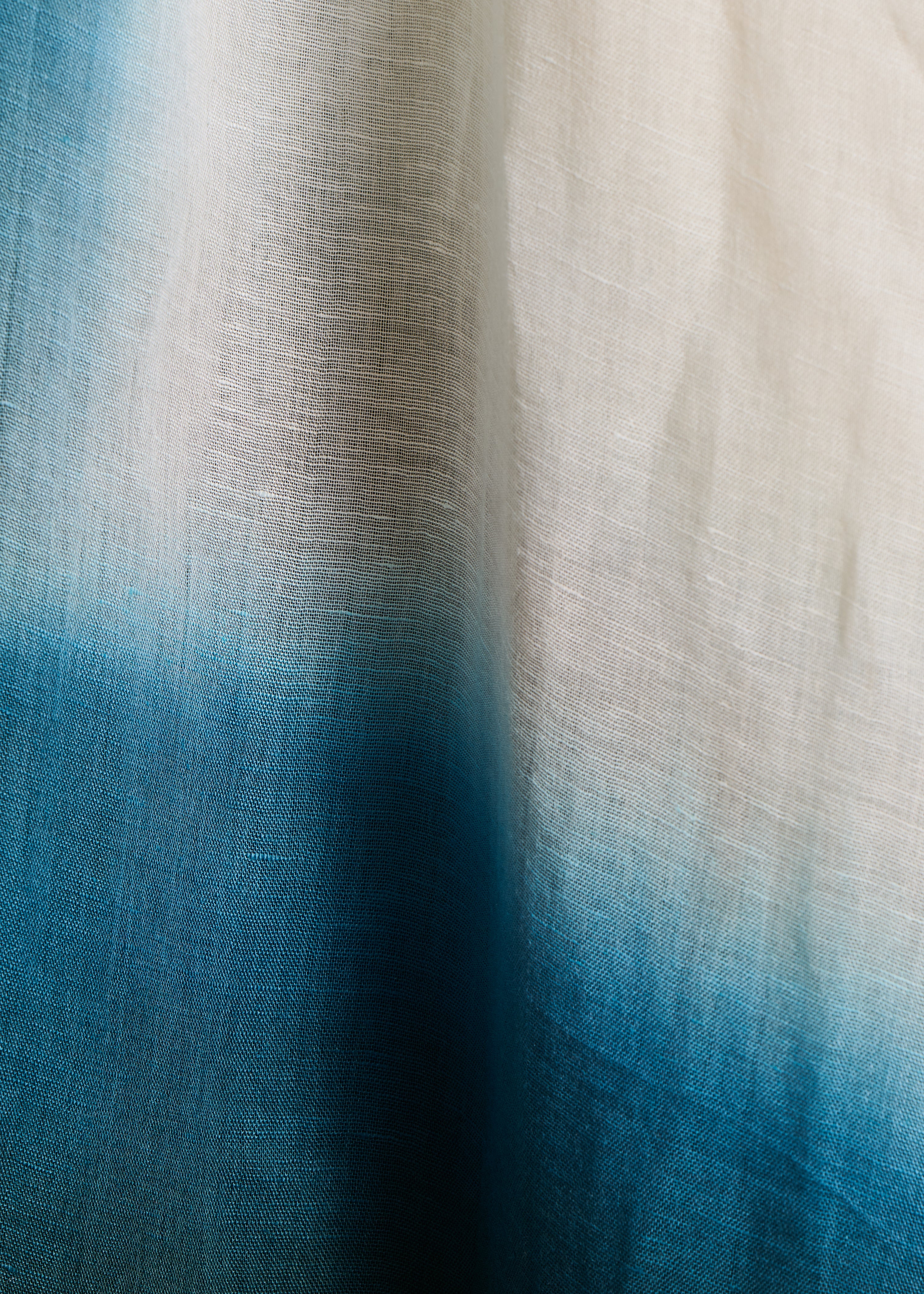 Blaues Tie-Dye-Print Tuch aus Baumwolle und Leinen