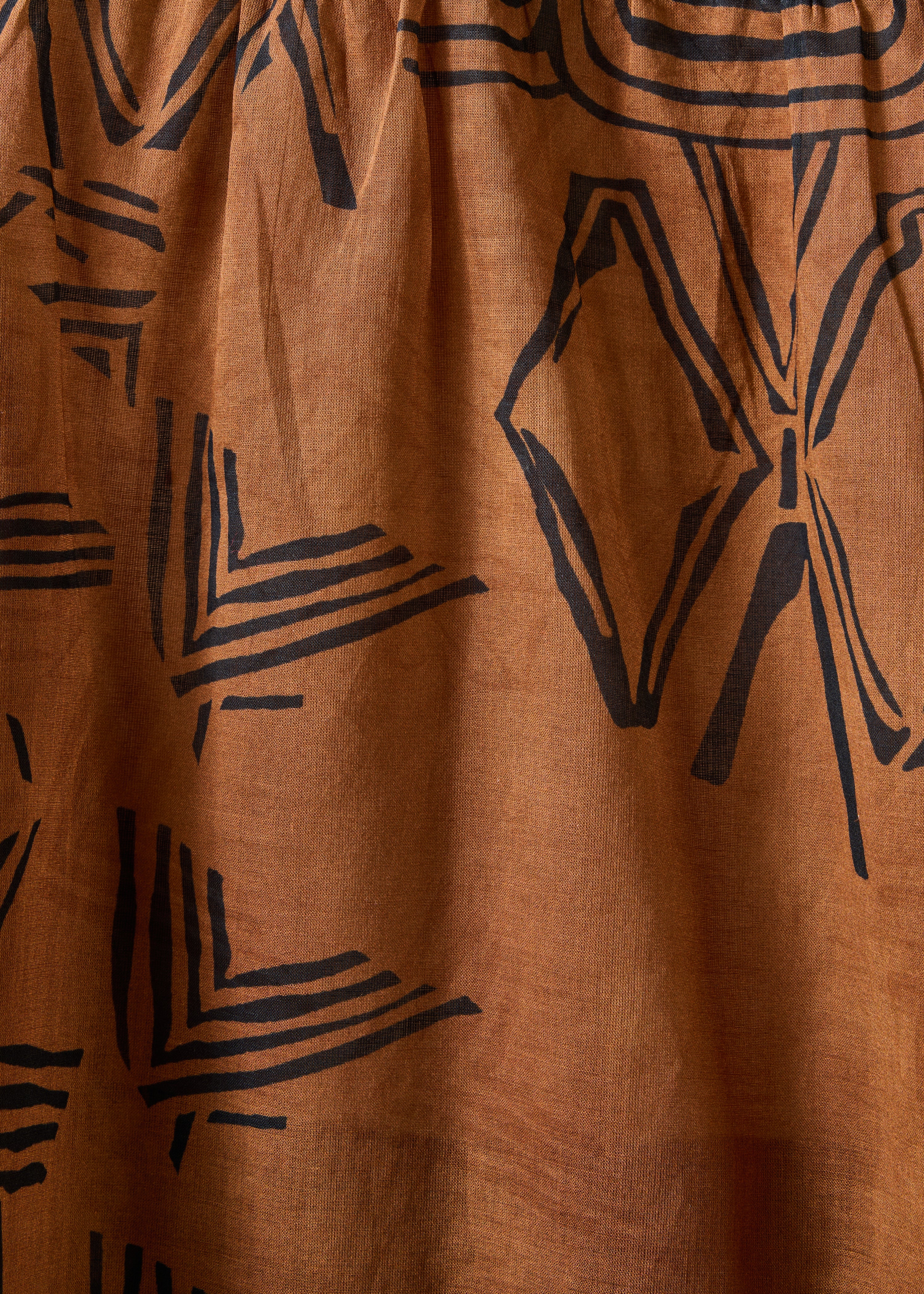 Brown printed cotton voile blouse
