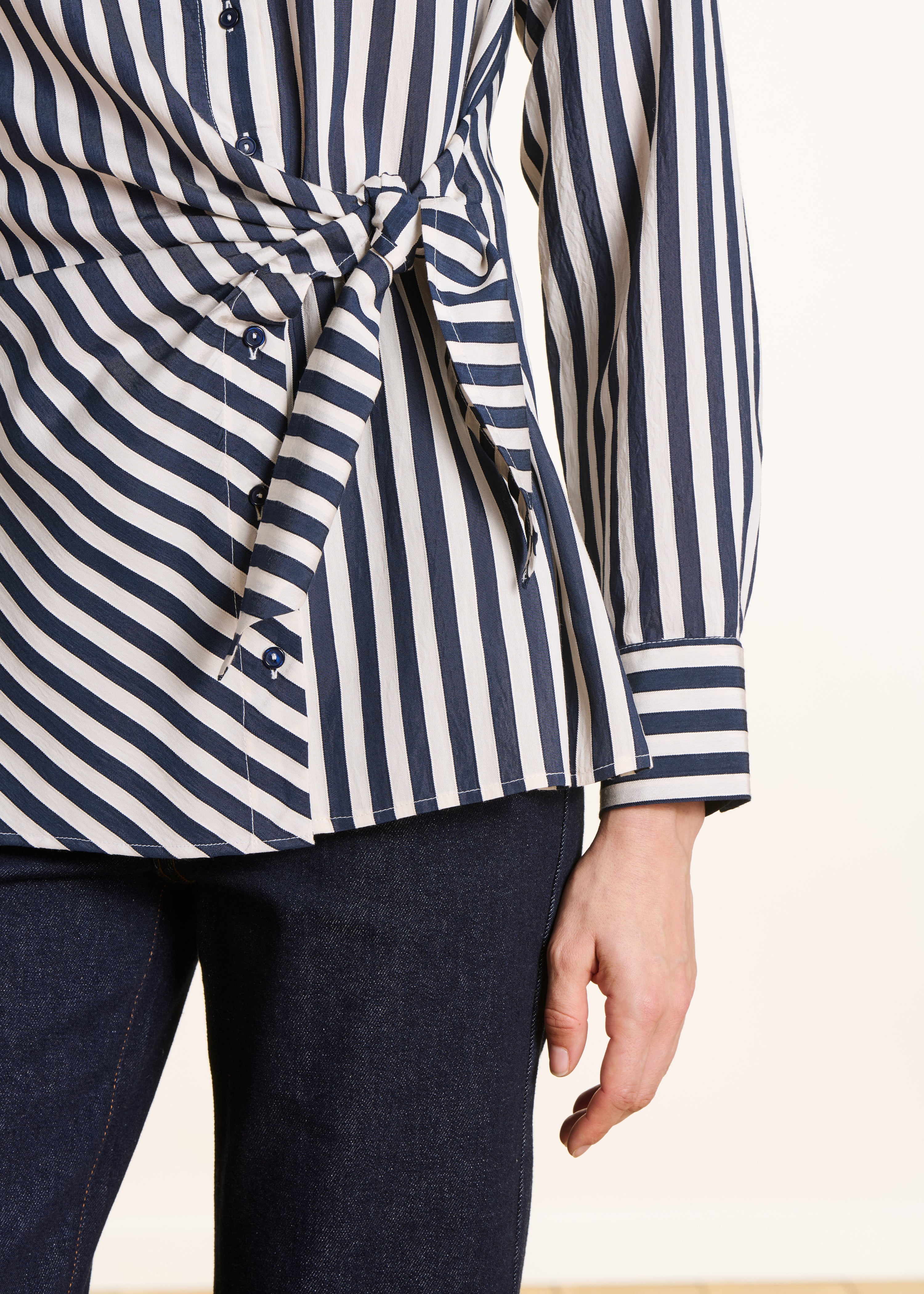 Navy Blue Striped Shirt