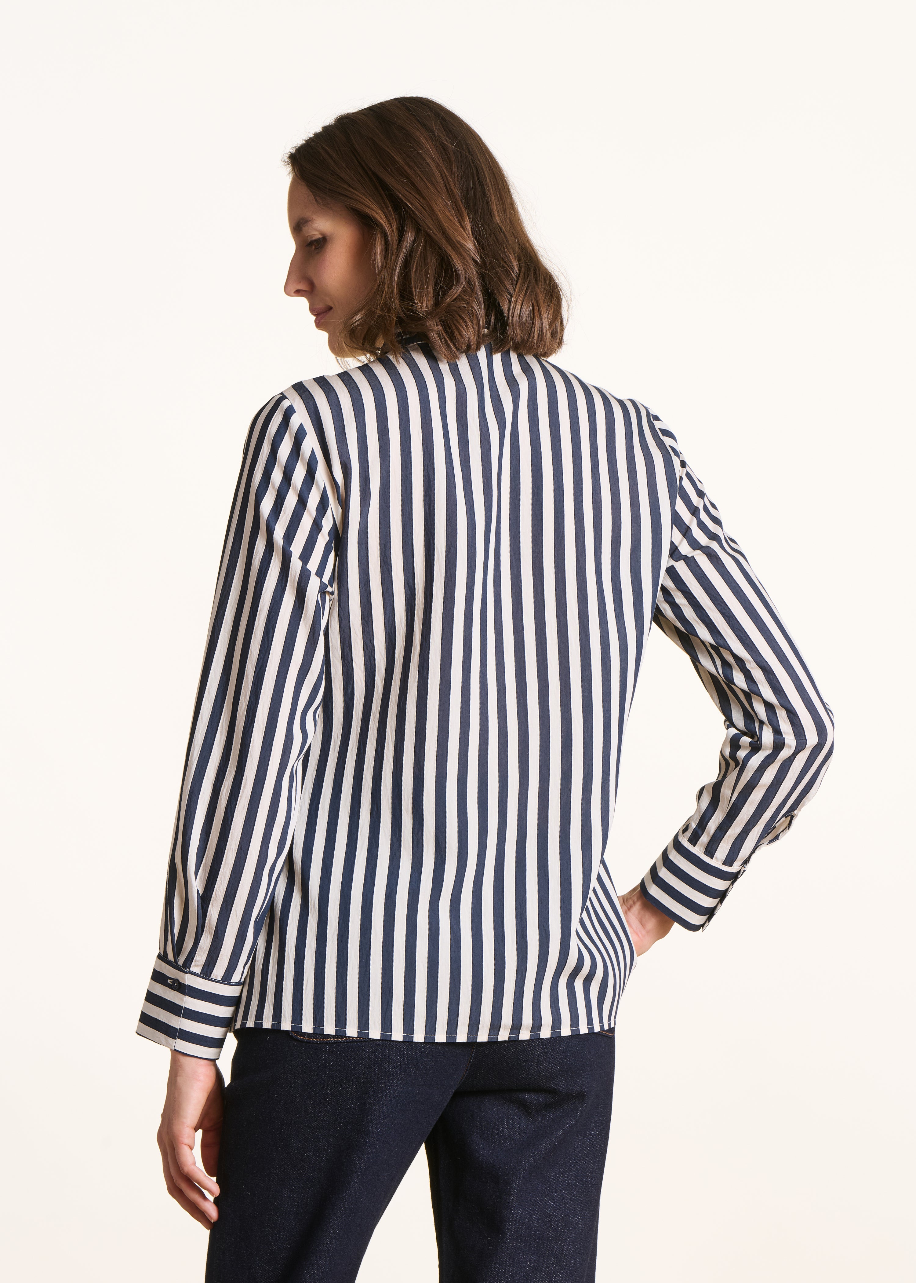 Navy Blue Striped Shirt