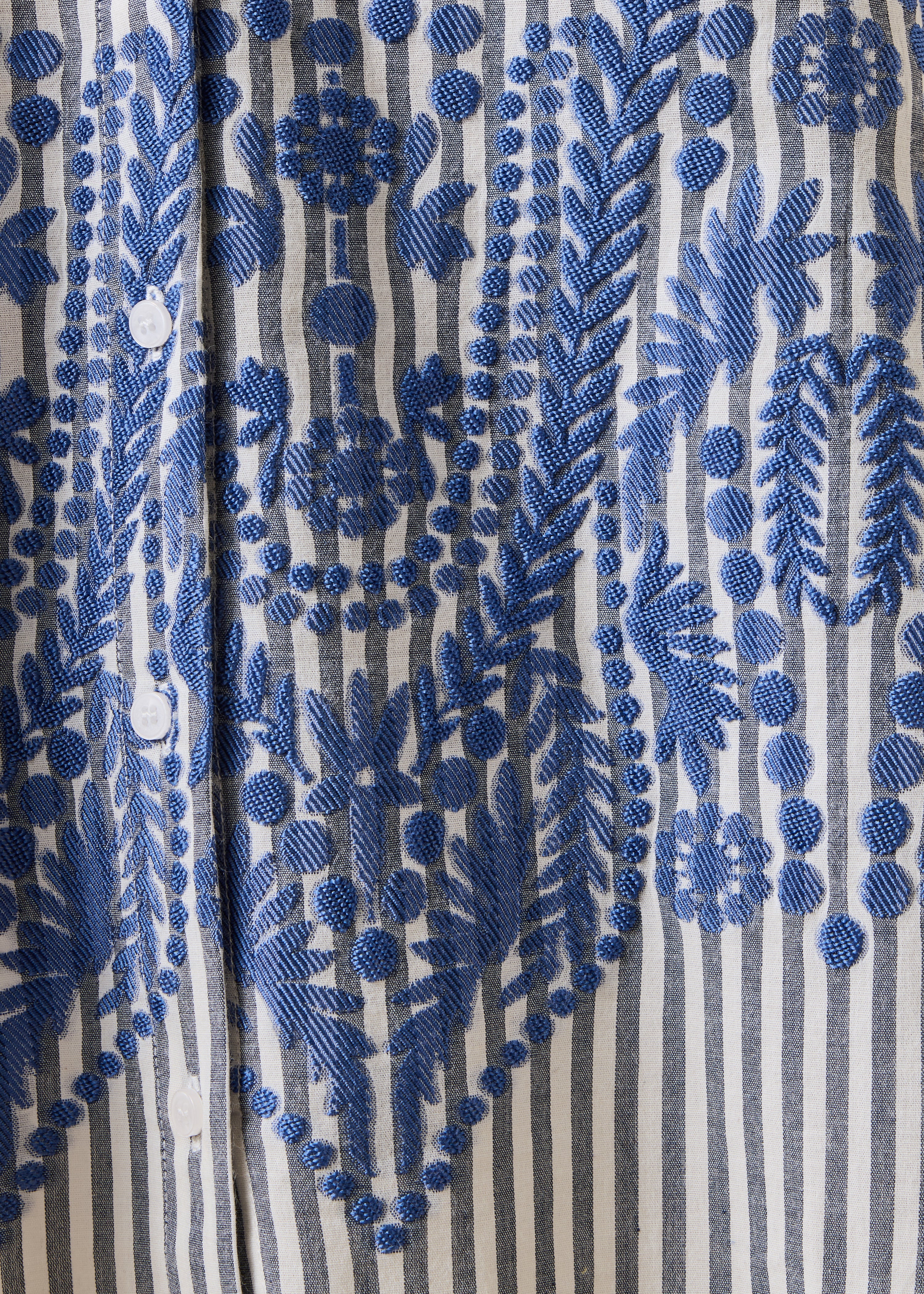 Chemise ample bleu marine à rayures et motif jacquard