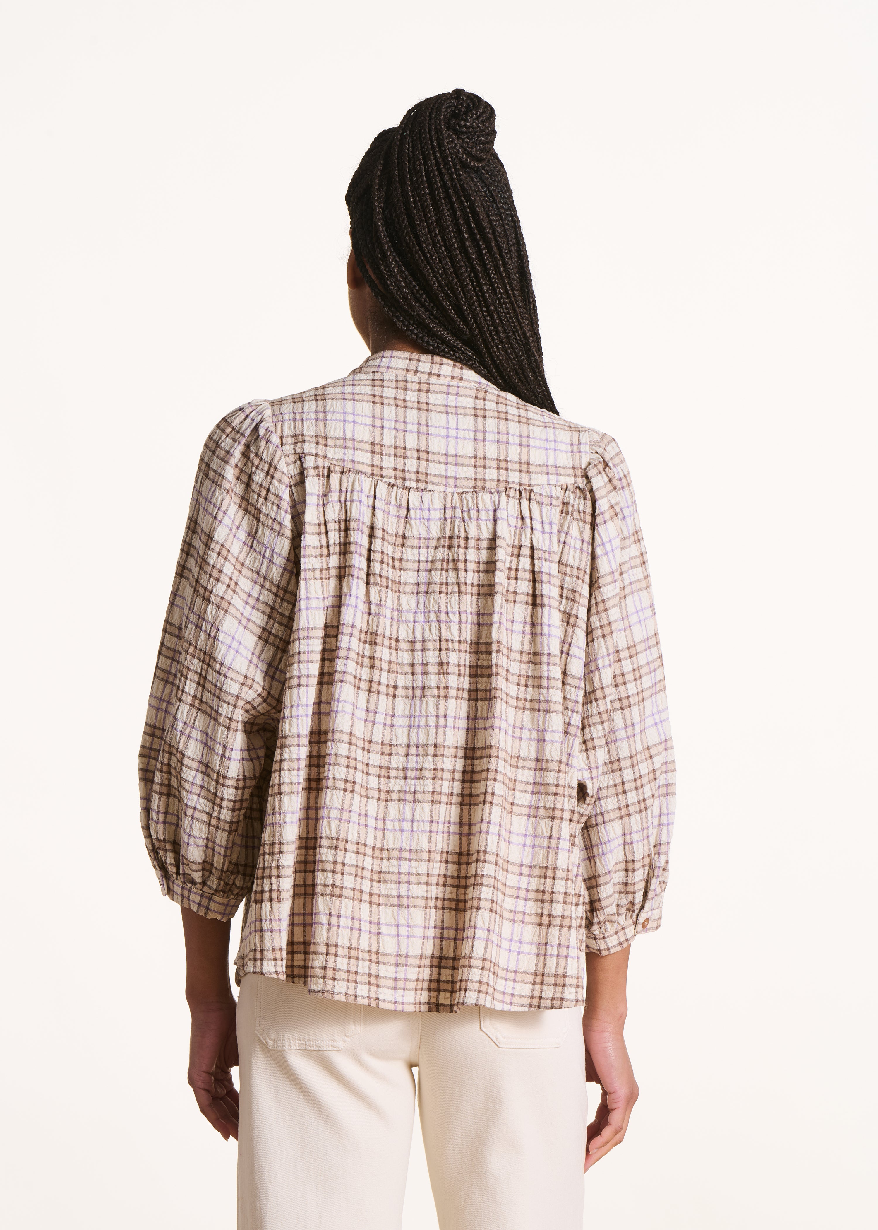 Camisa amplia cruda a cuadros