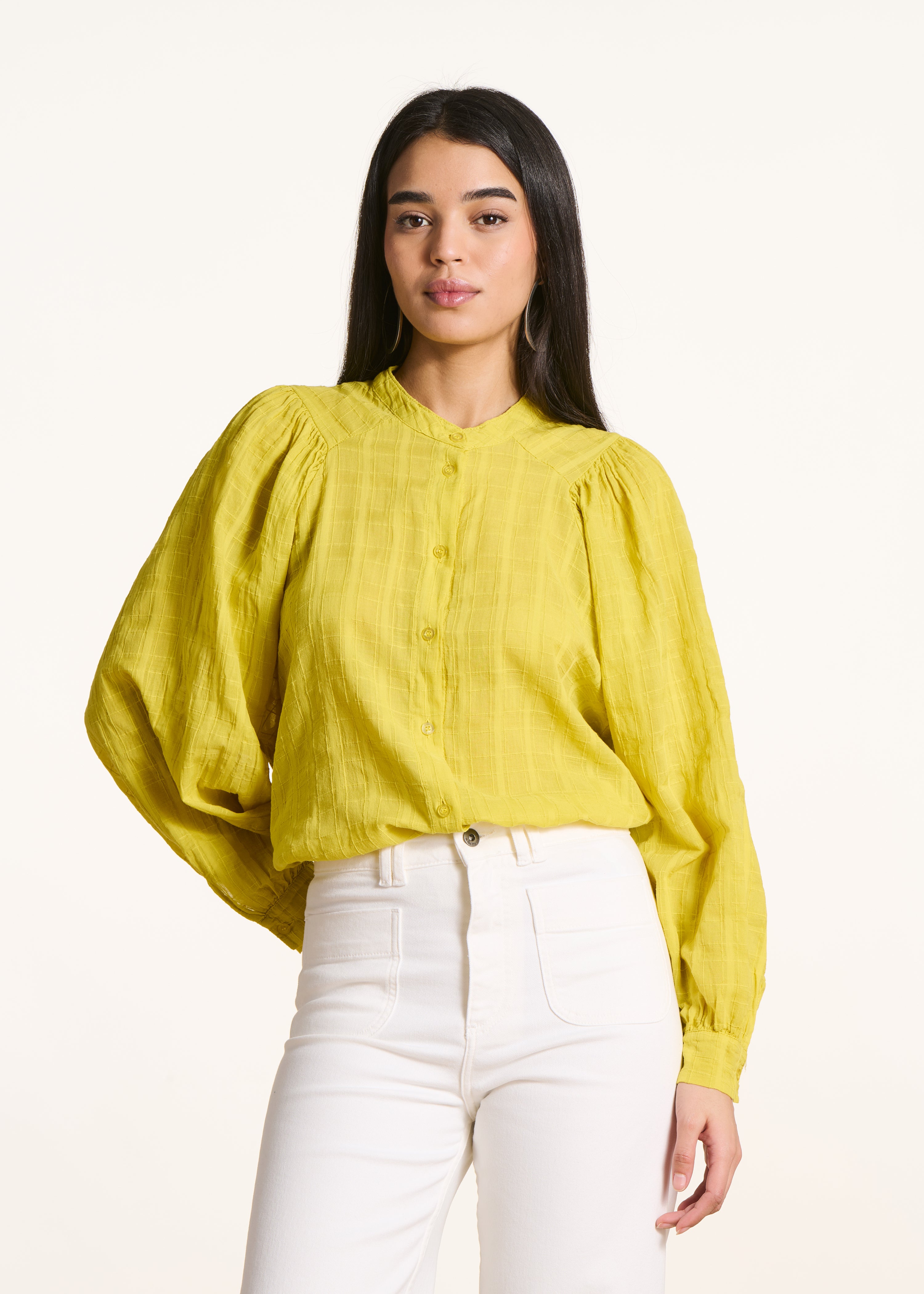 Camicia ampia verde anis in cotone