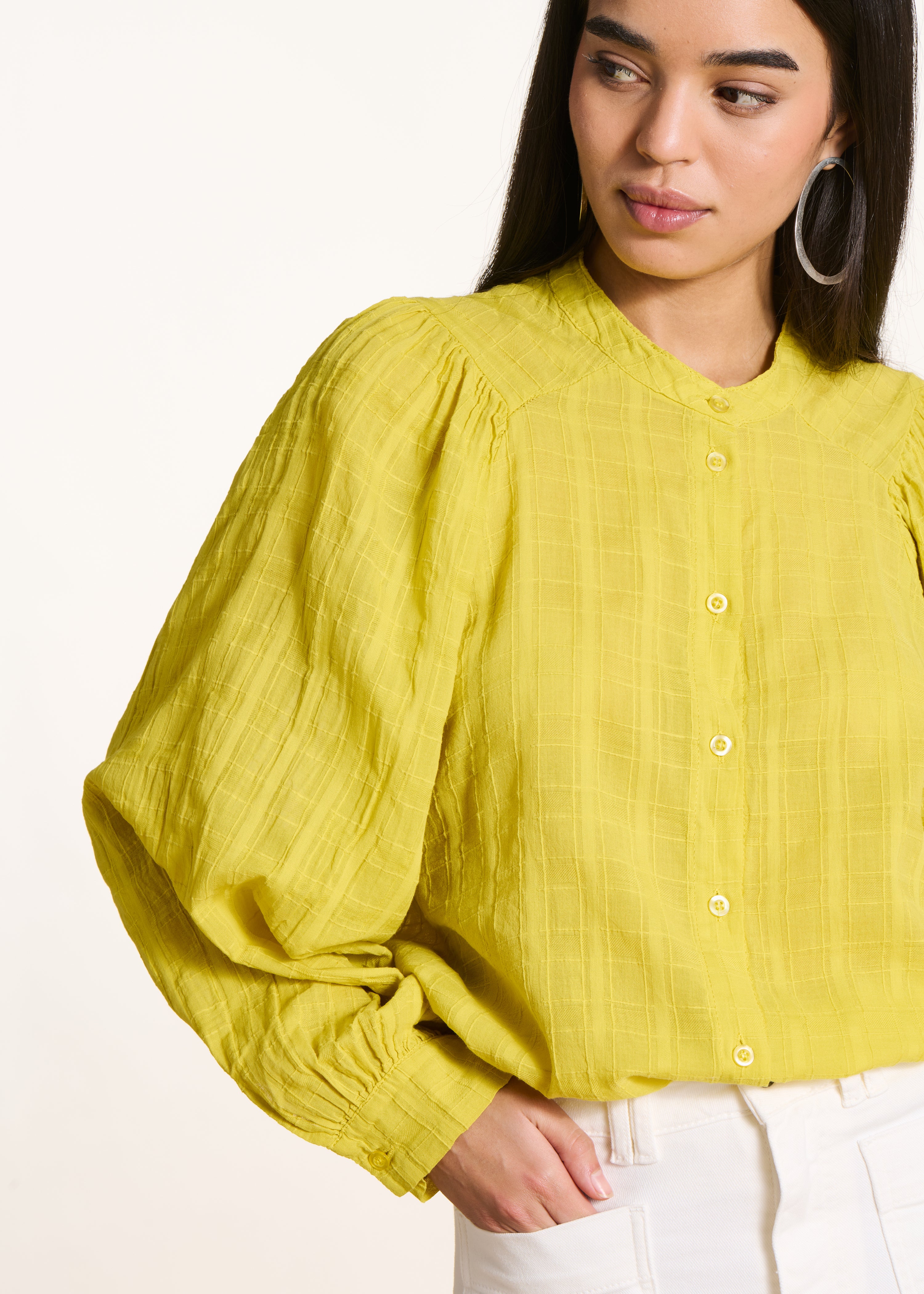 Camicia ampia verde anis in cotone