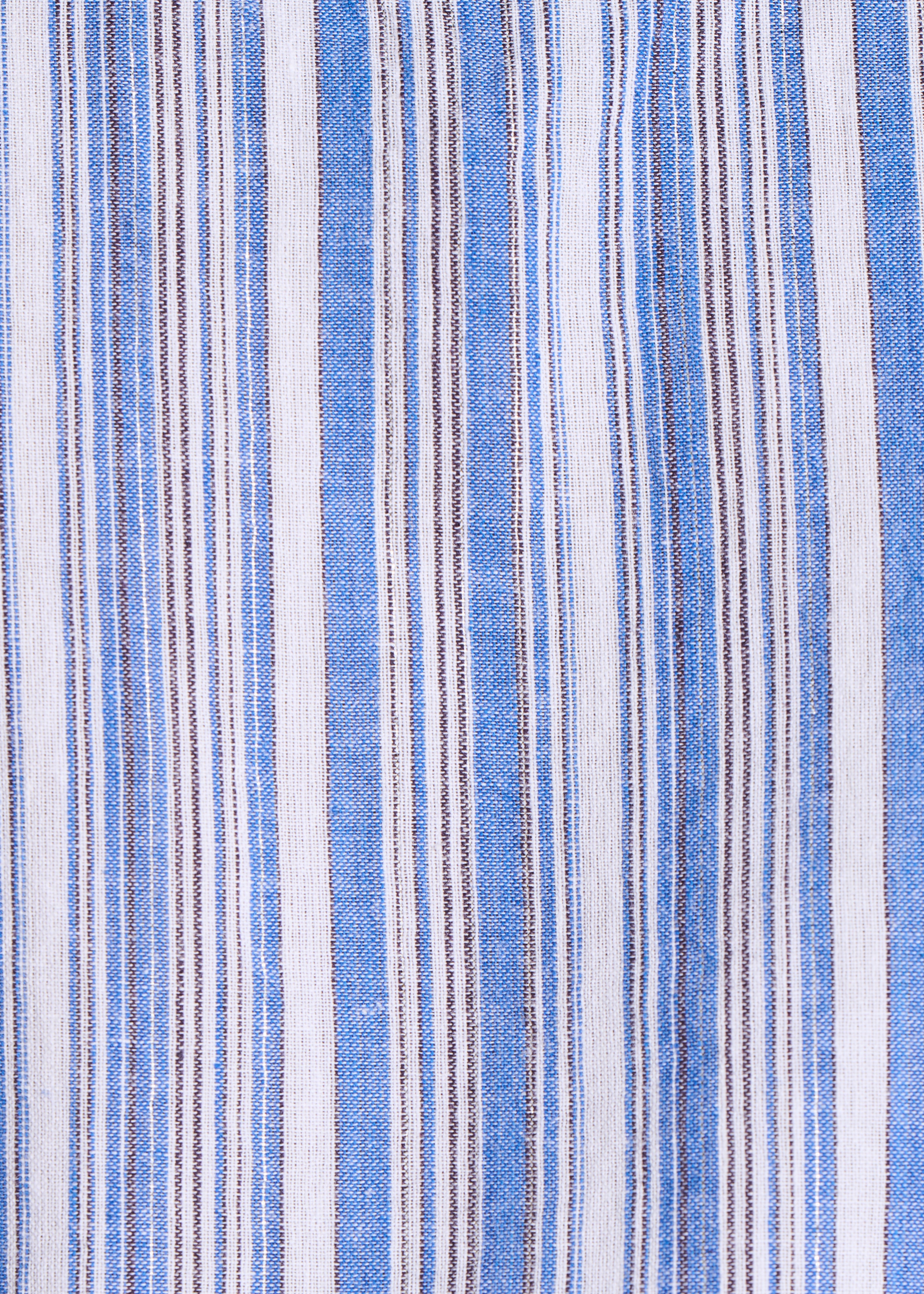 Blue striped sleeveless ruffle shirt