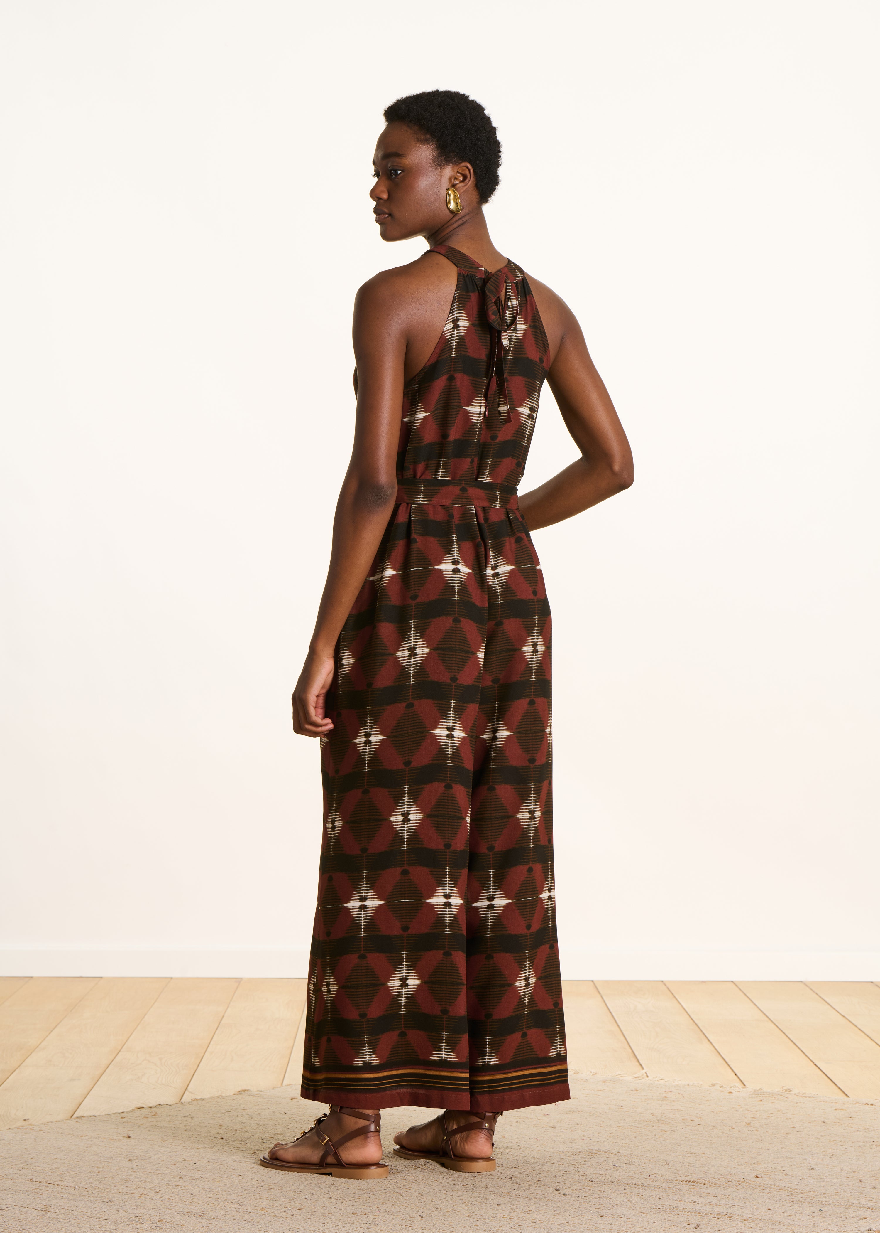 Weite braune Hose mit Print
