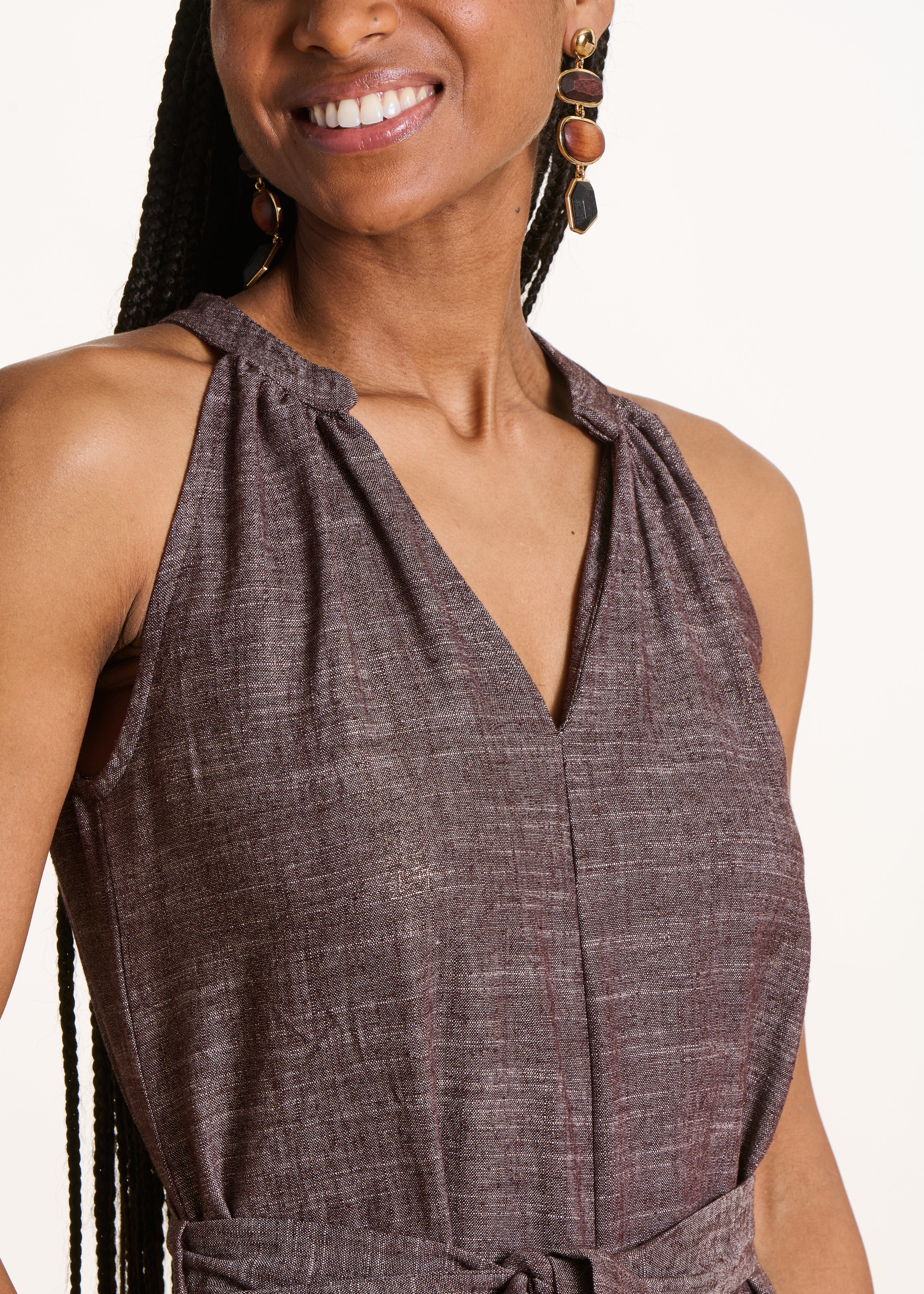 Sleeveless Brown Shimmering Jumpsuit