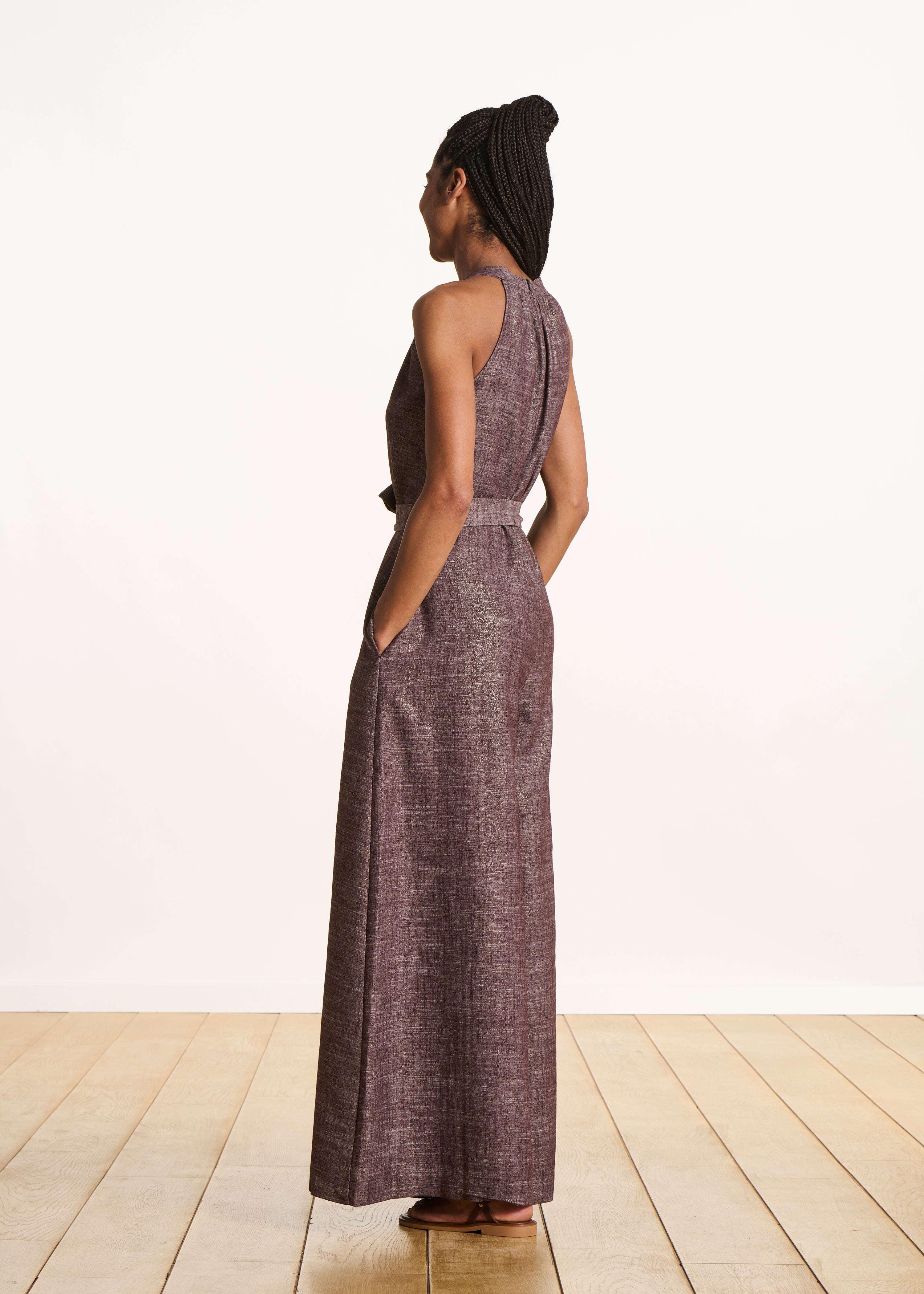Sleeveless Brown Shimmering Jumpsuit