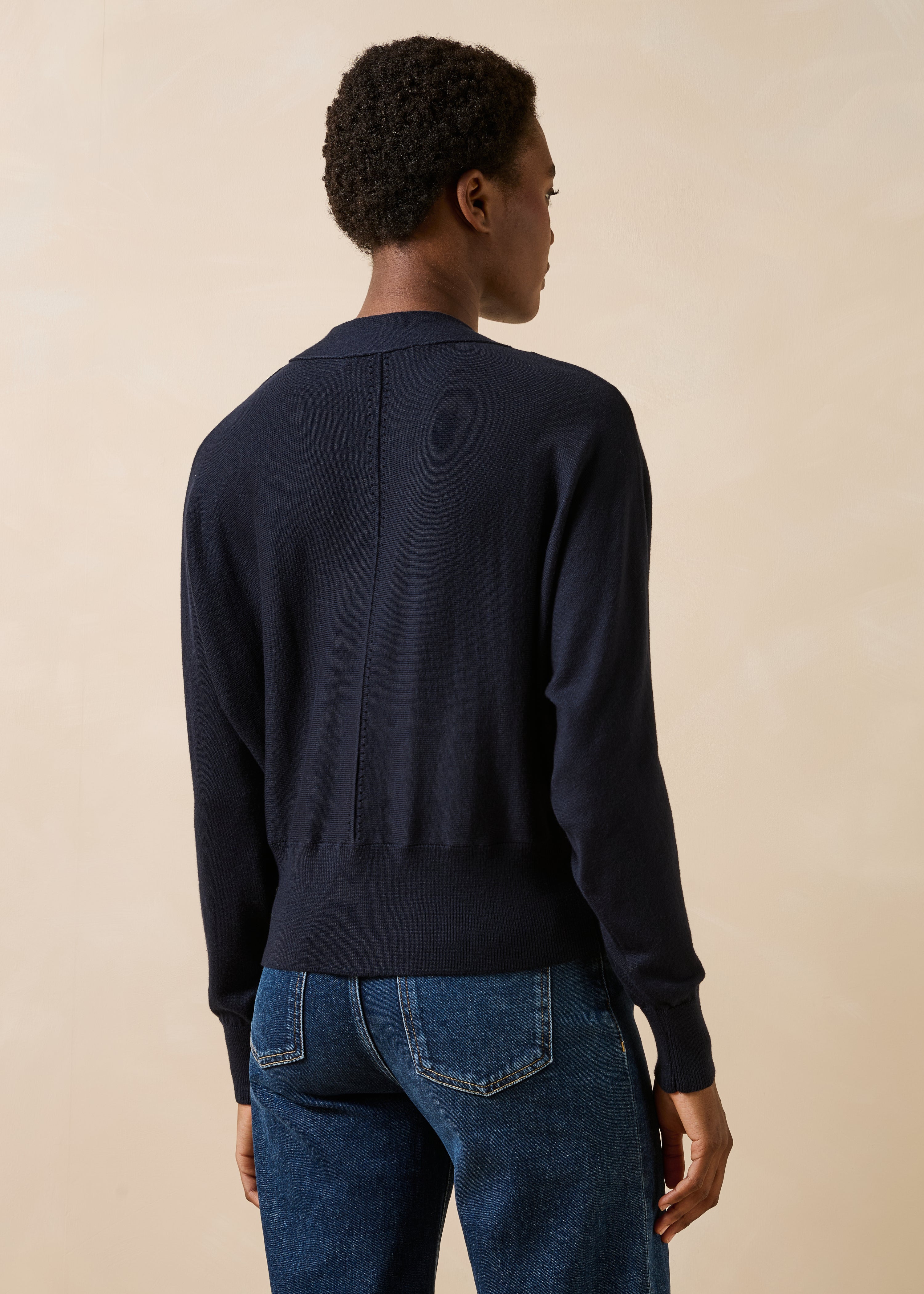 Gilet bleu foncé ample en maille fine