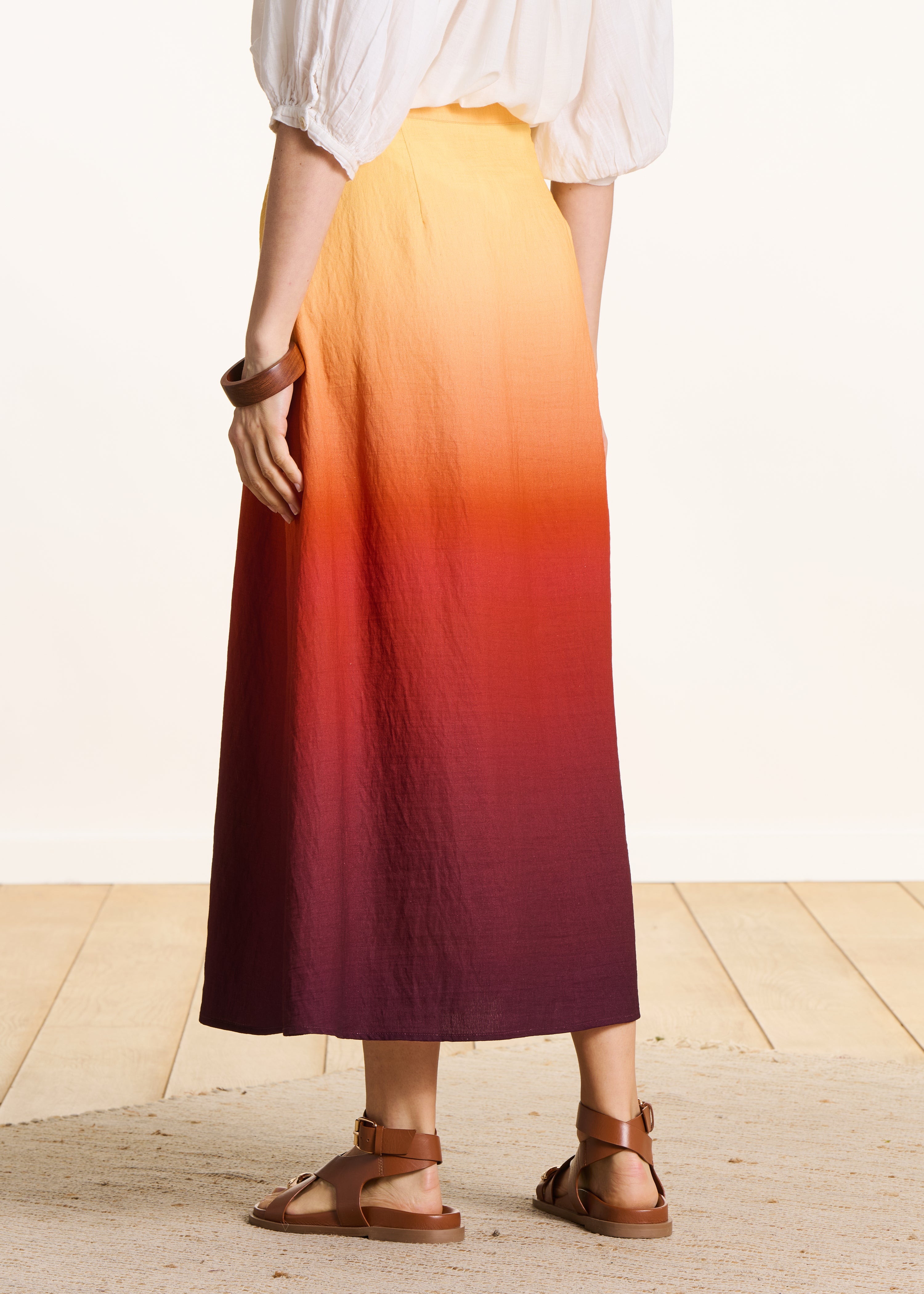 Midi-Rock in Gelb mit Tie-Dye-Print