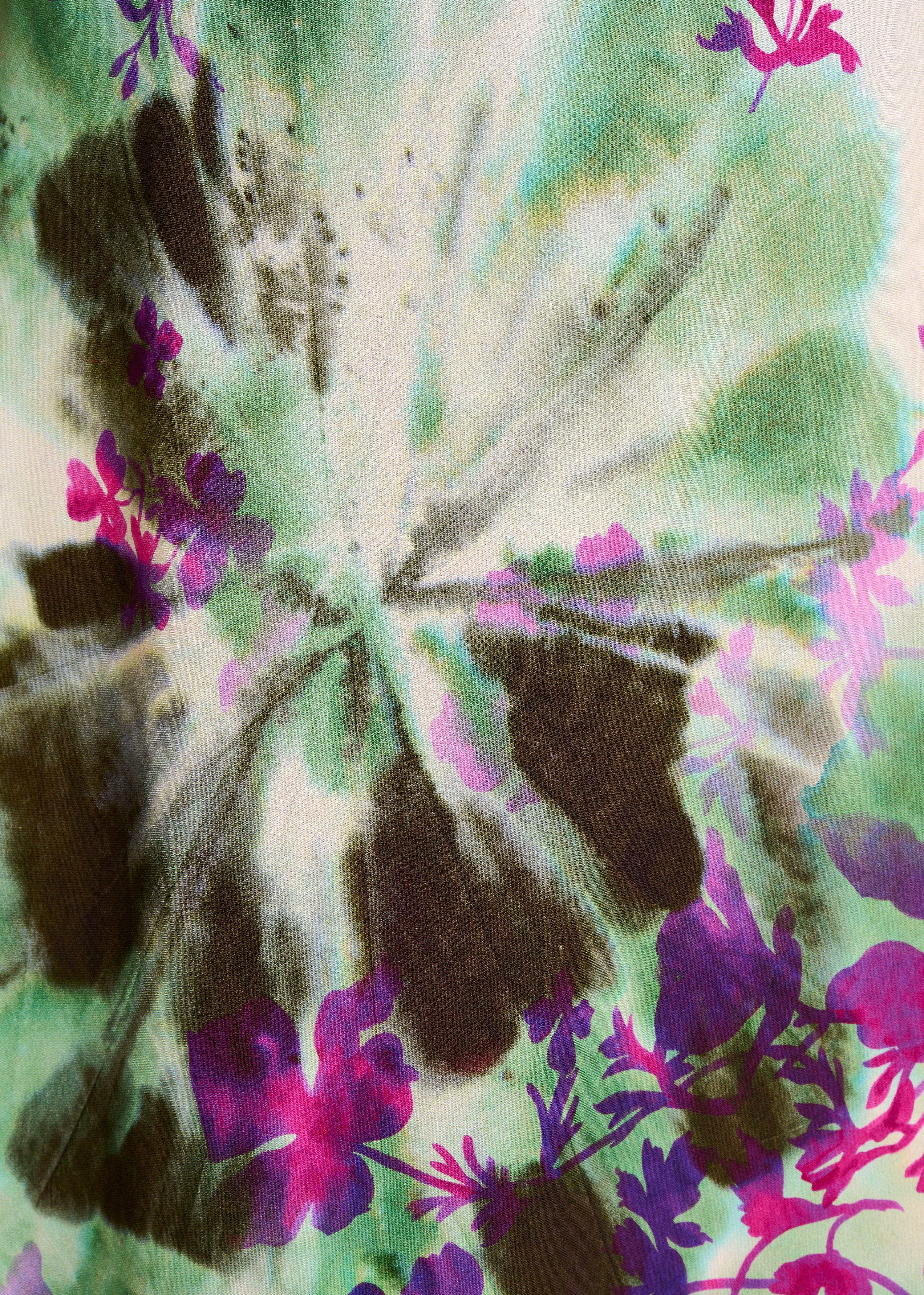 Lange rok met groen-roze bloemenprint