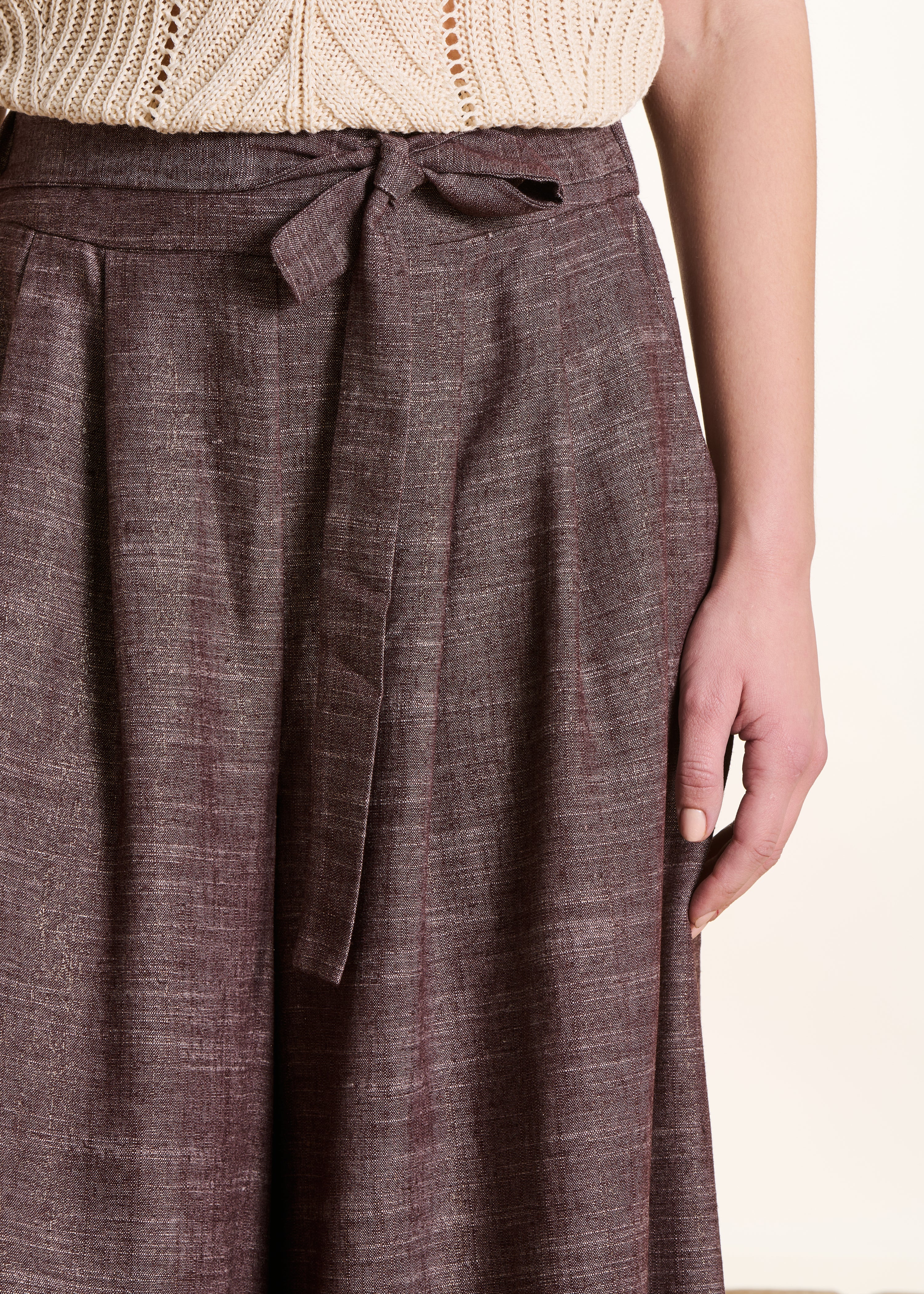 Wide Brown Iridescent 7/8-Length Trousers