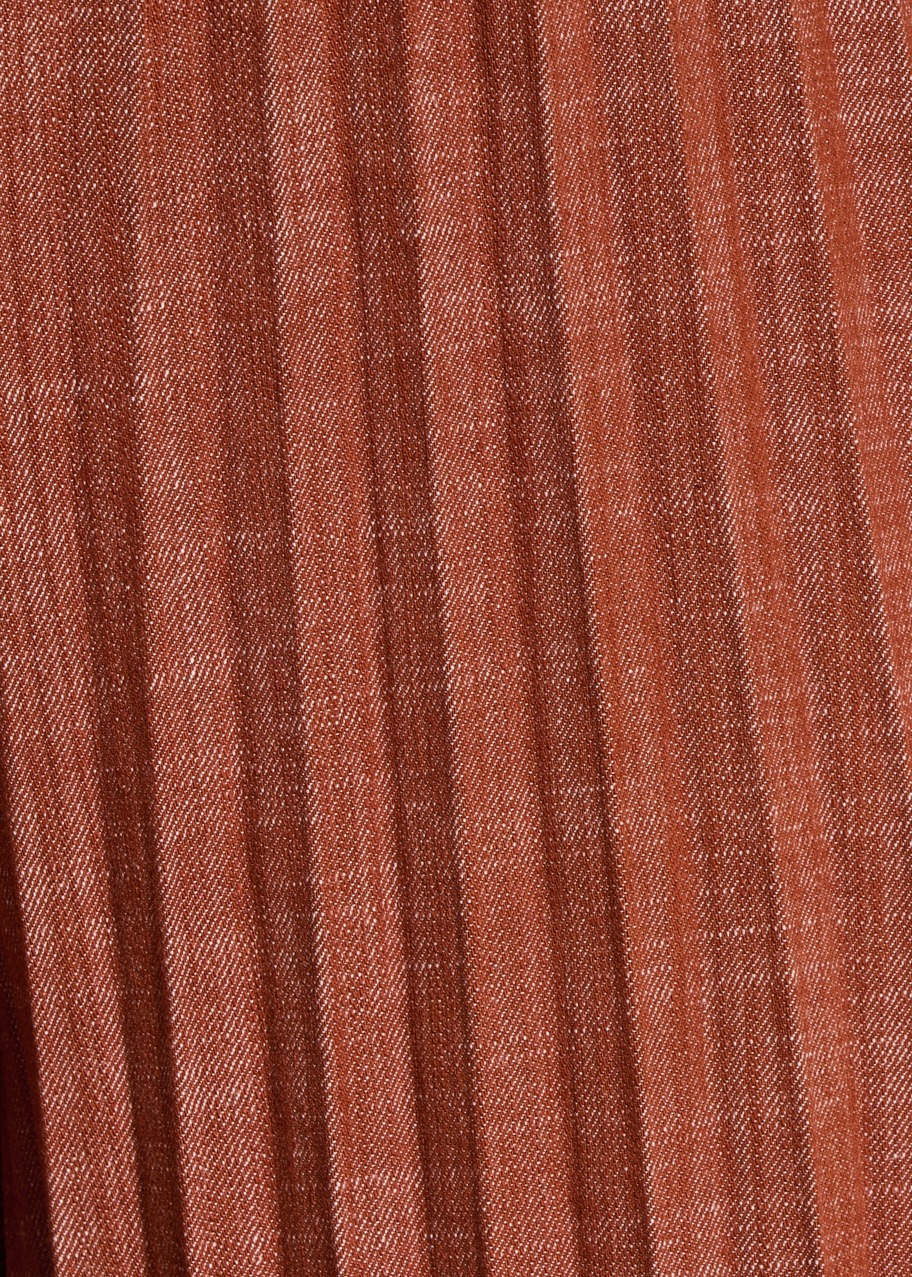 Plissé spijkerbroek terracotta met elastische taille