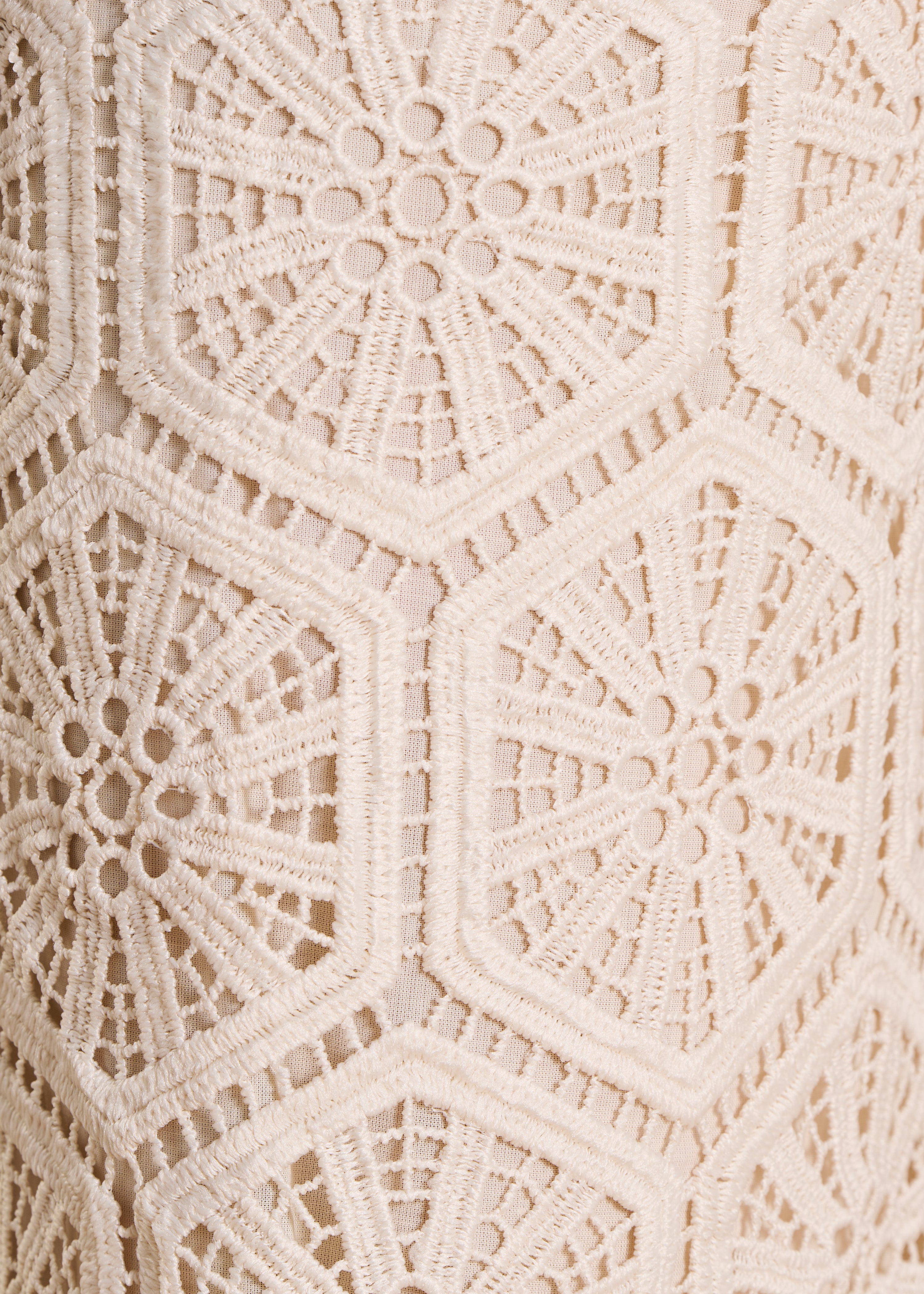 High-waisted straight-cut ivory lace trousers