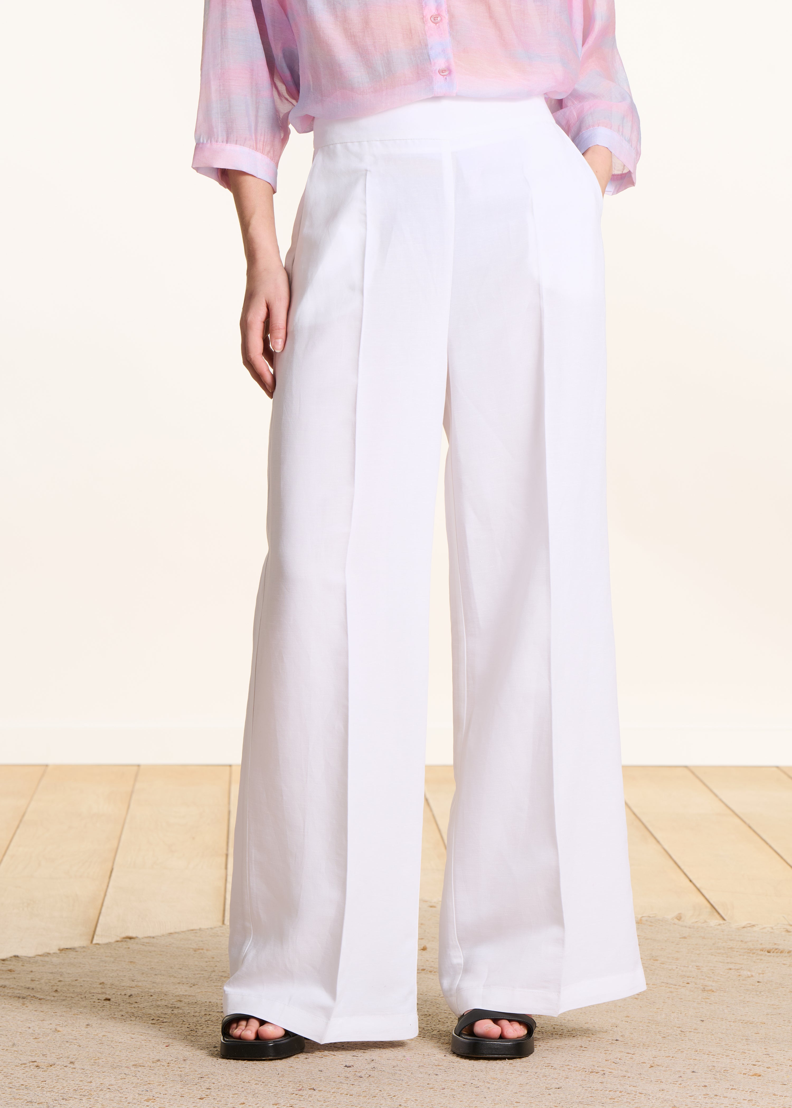Witte wijde broek met hoge taille