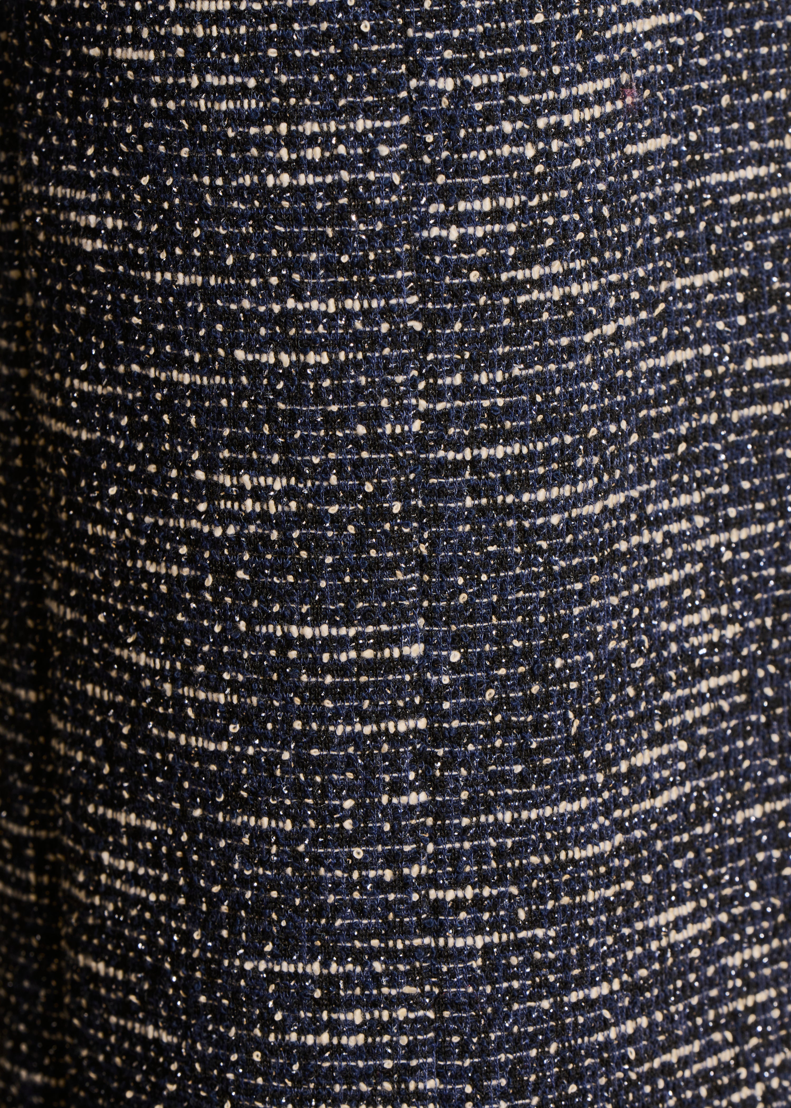Marineblauwe cropped broek in milano met tweed-effect