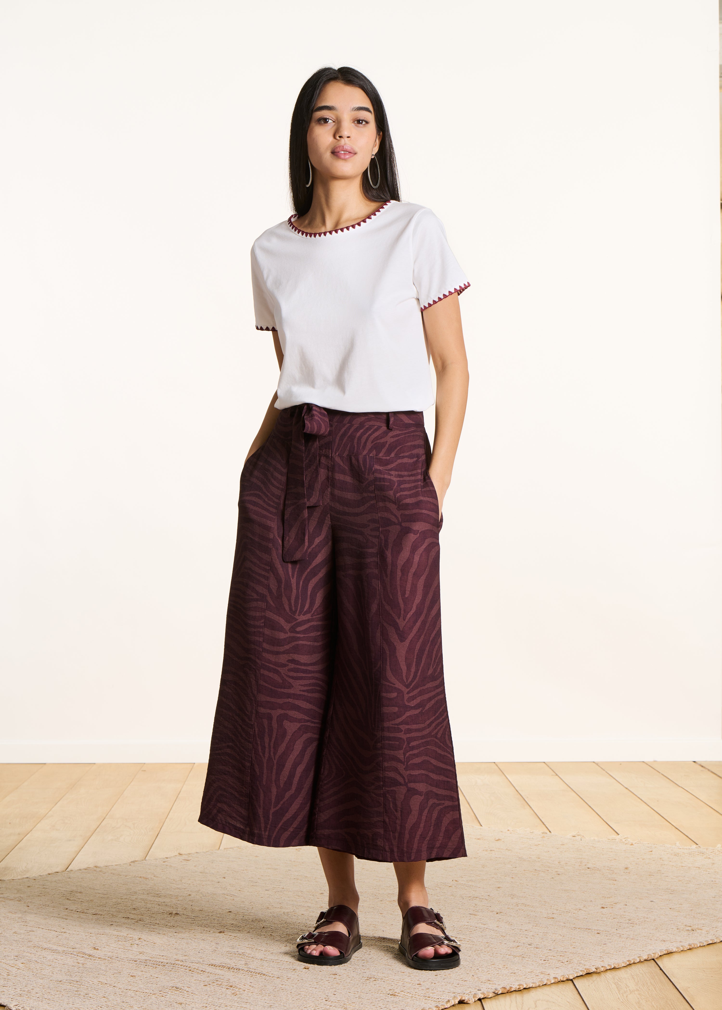 Bruine 7/8 broek met dierenprint
