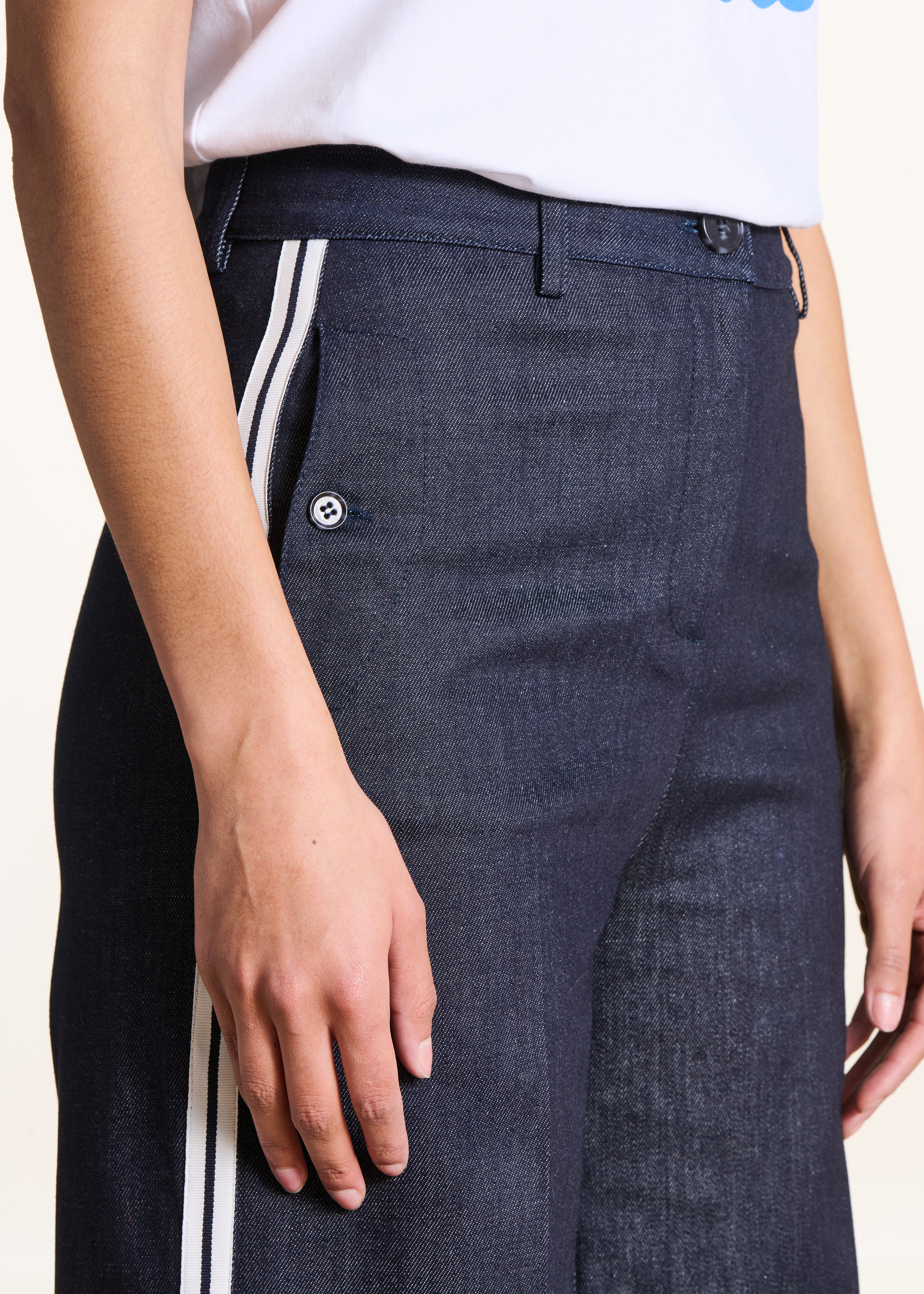Rechte broek van ruwe denim