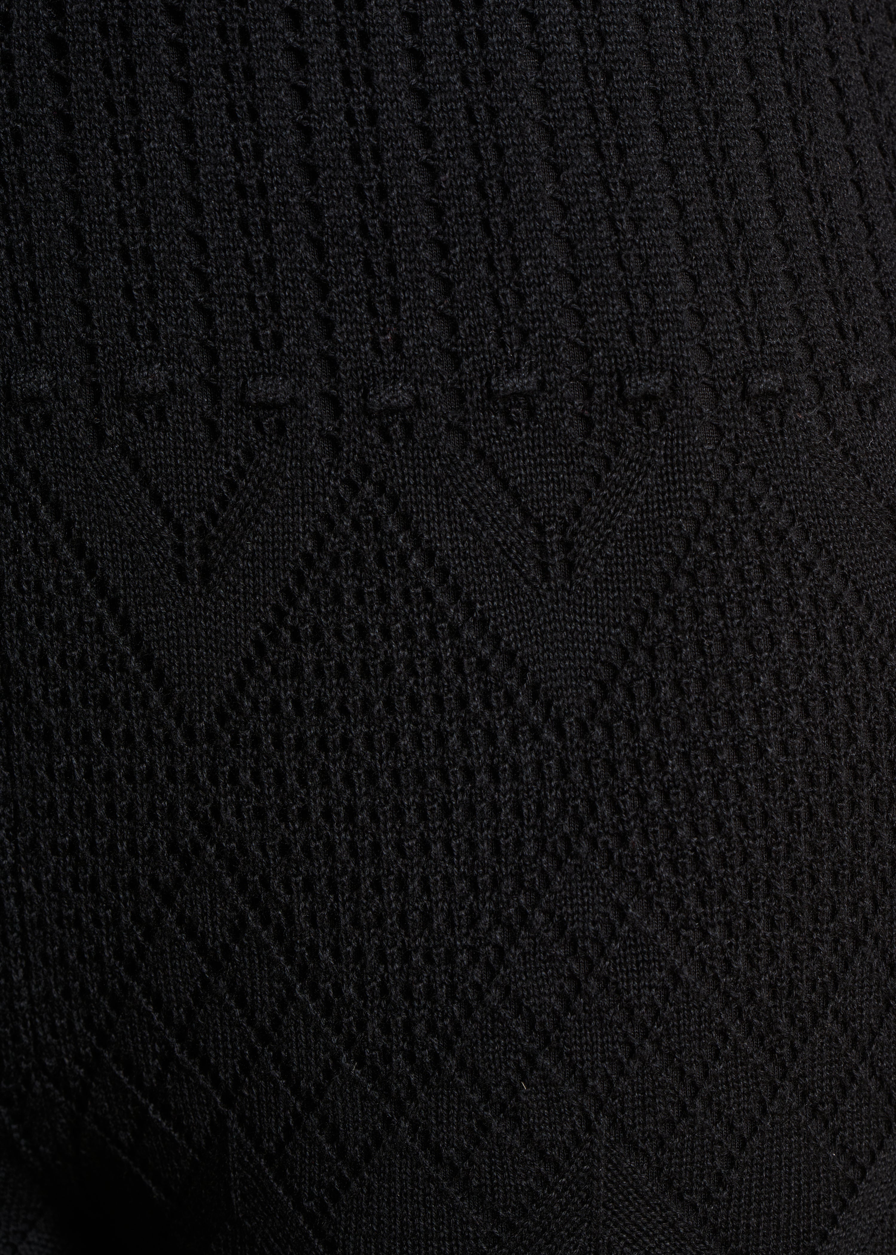 Black Pointelle Knit Pants with Lining
