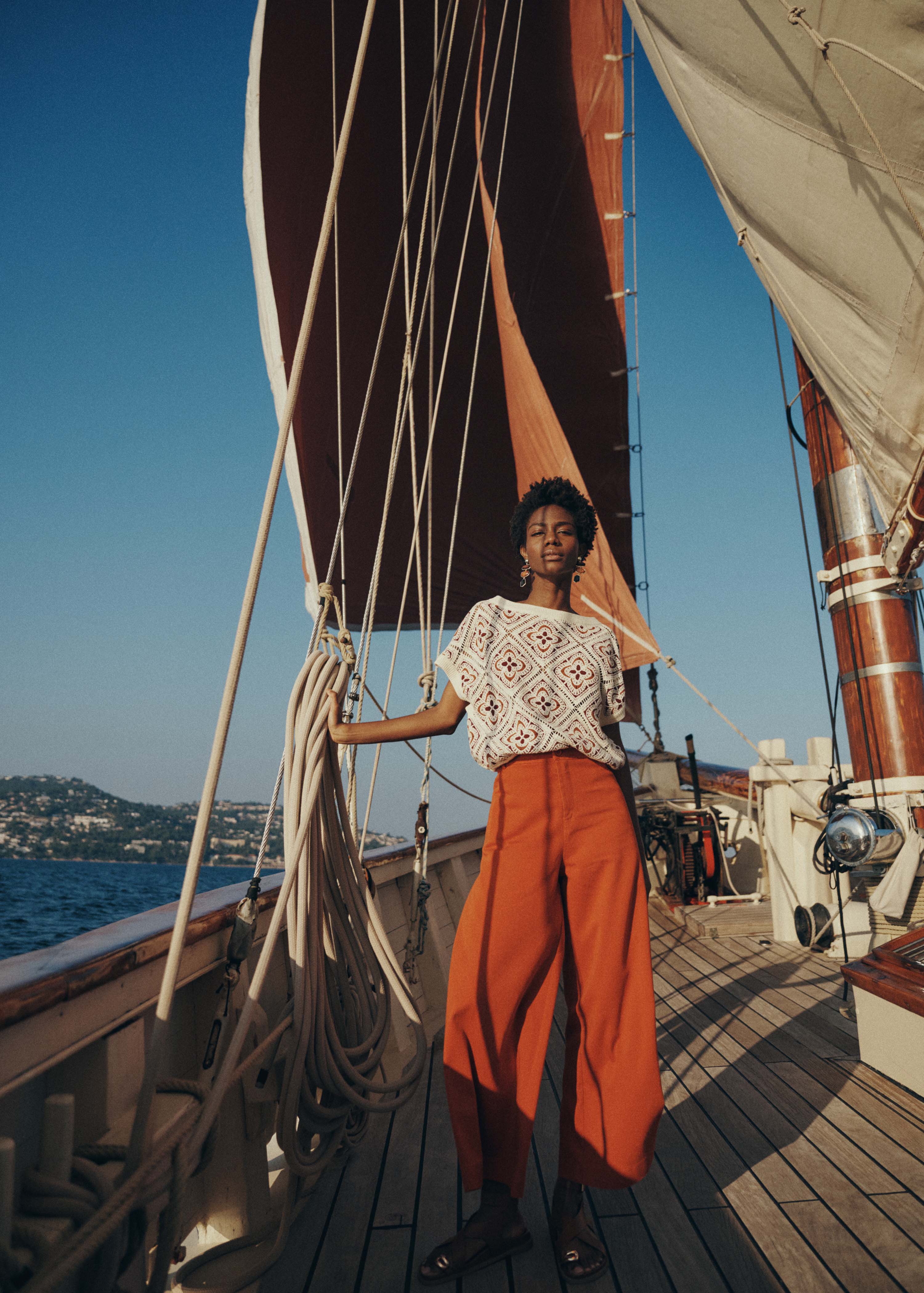 Wide terracotta 7/8 pants