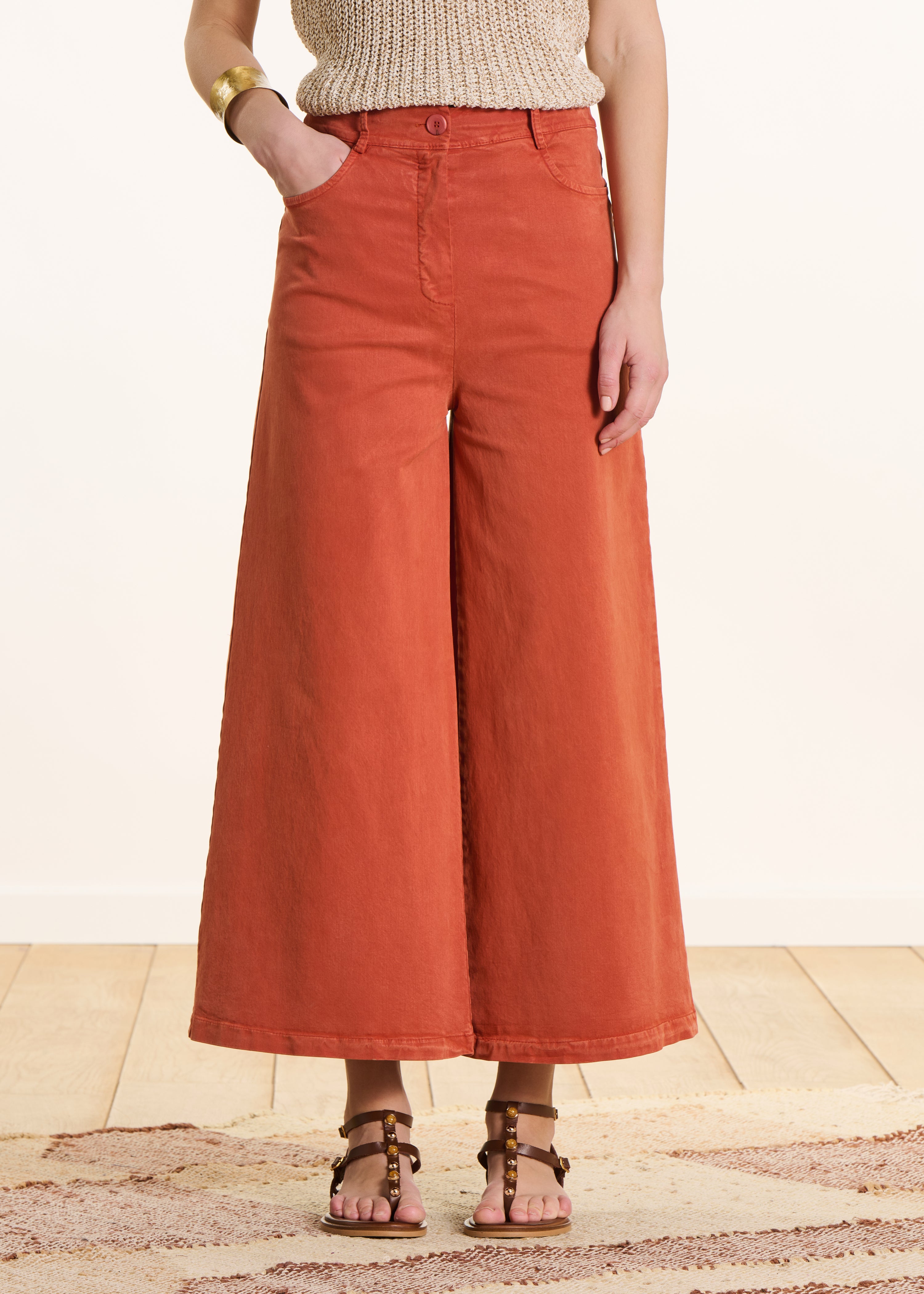 Pantalone terracotta ampio 7/8