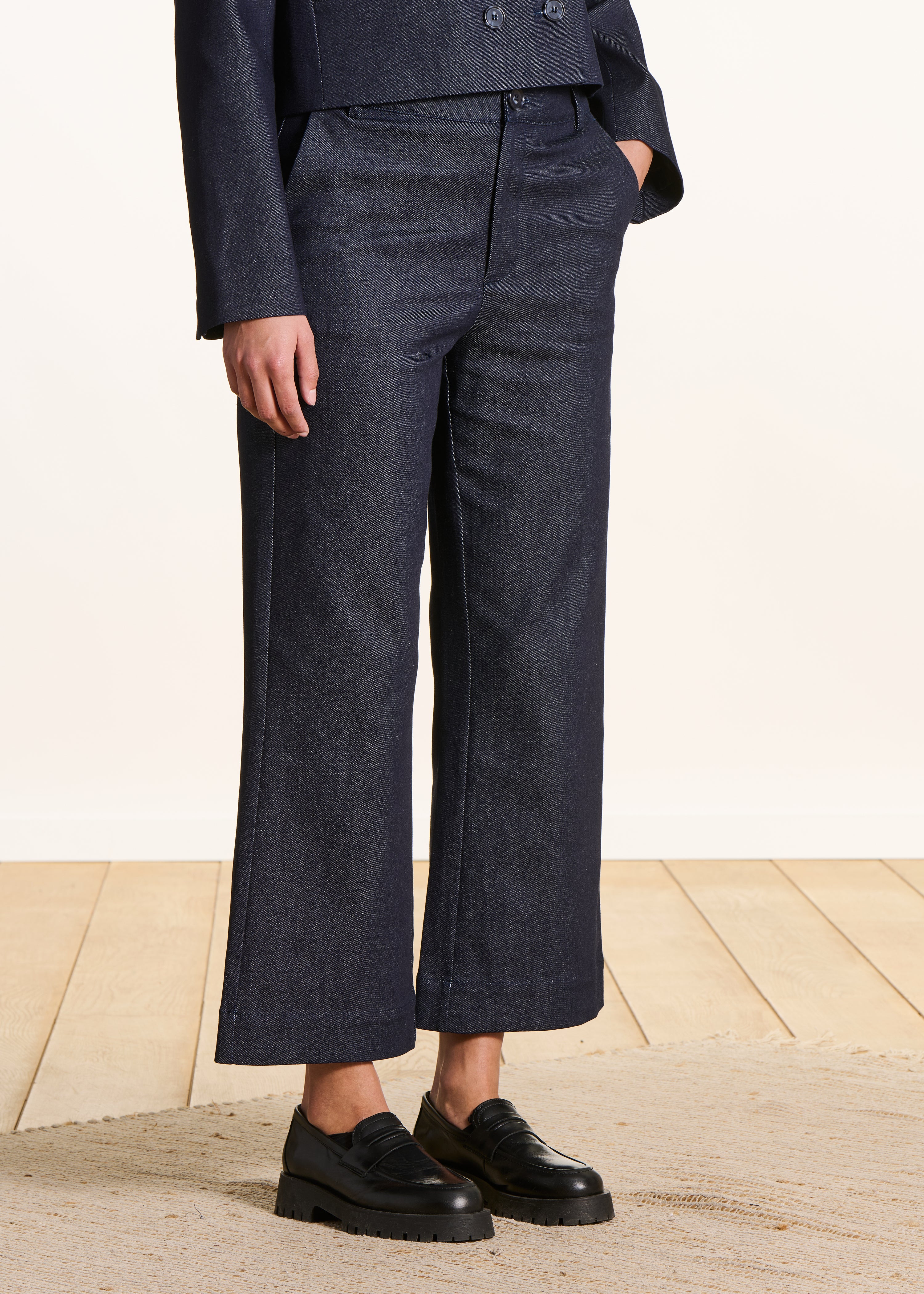 Rechte 7/8 broek van raw denim