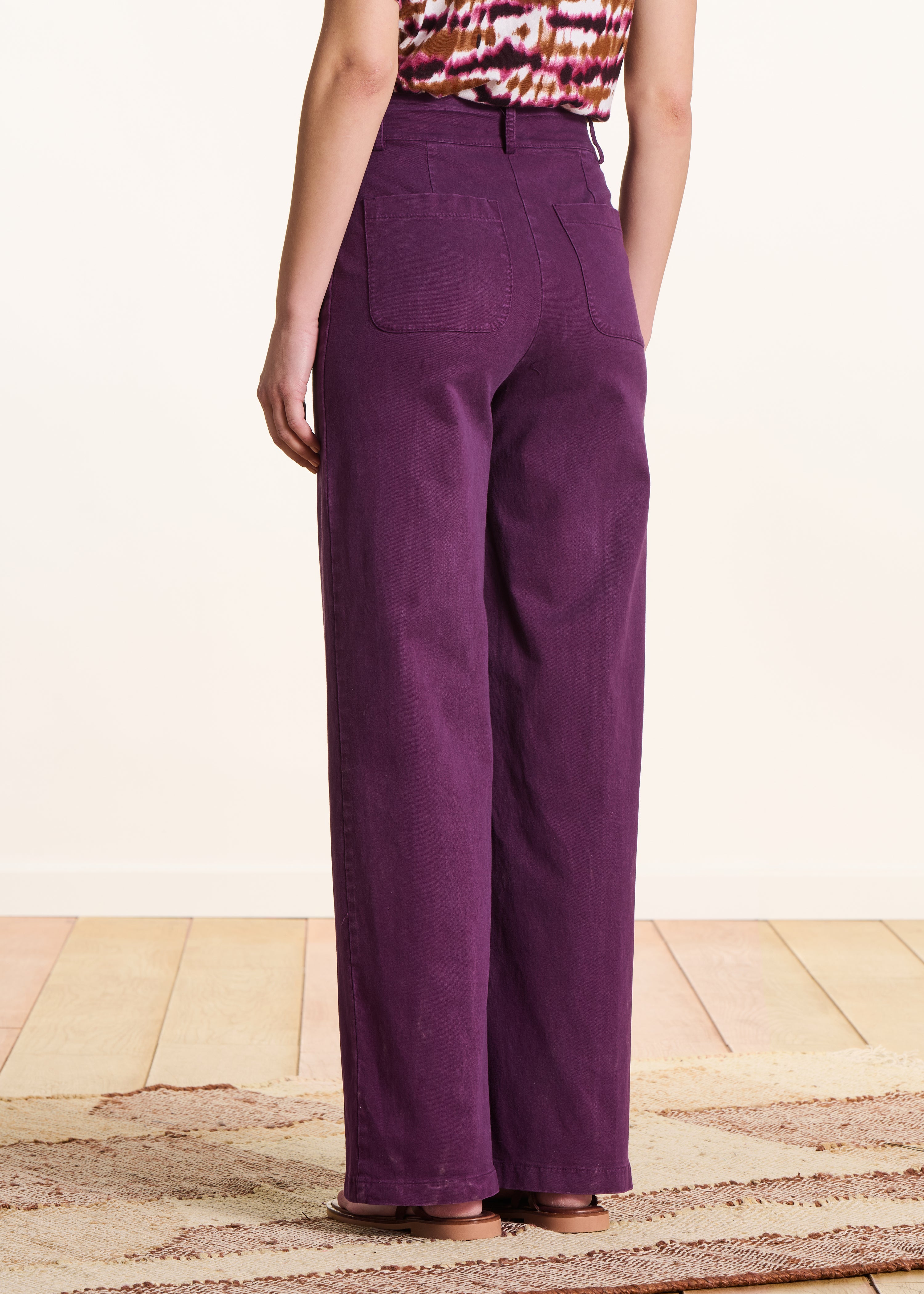 Pantalone ampio viola in tela