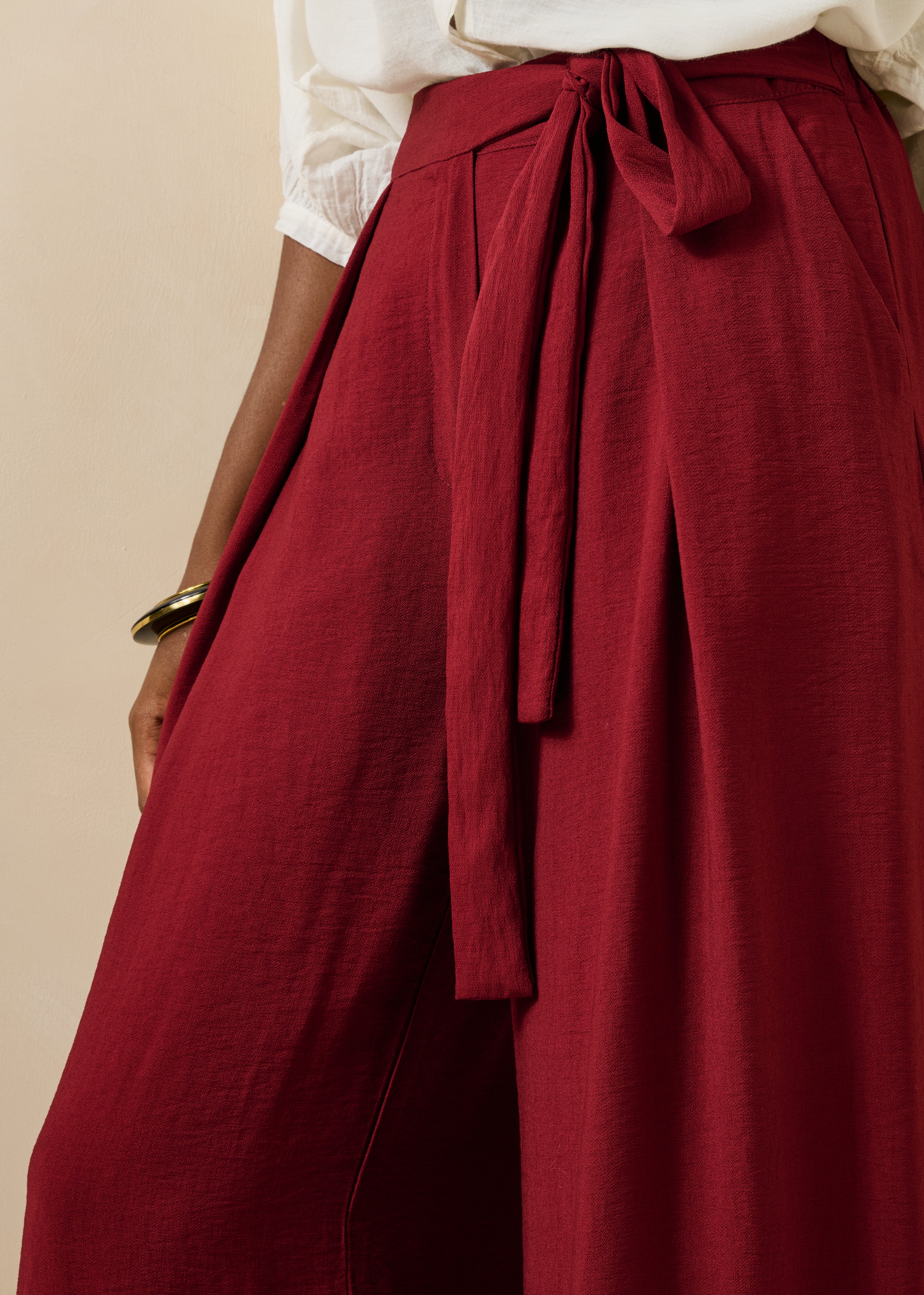 Wide Bordeaux Jacquard Trousers