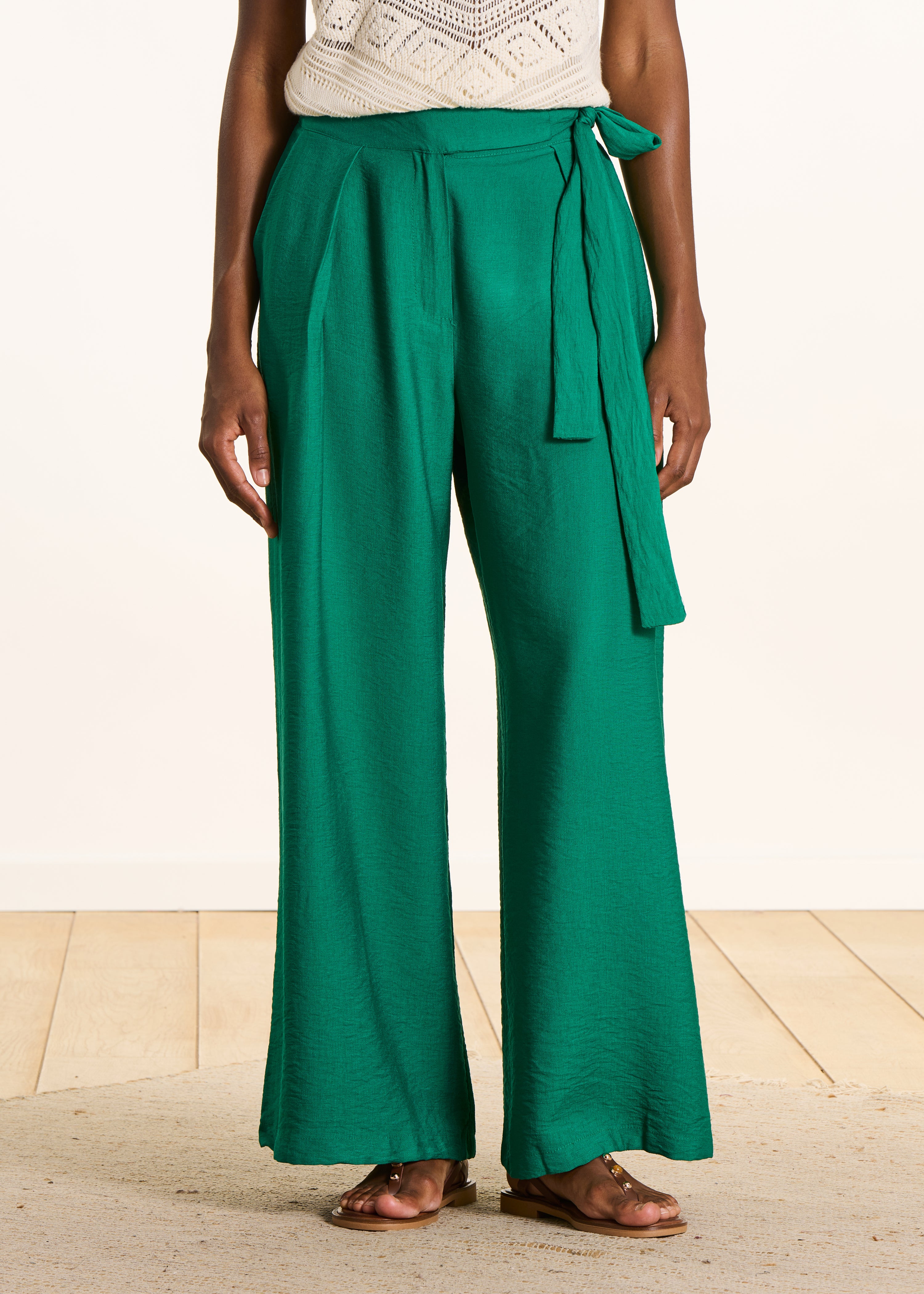 Pantaloni larghi verdi in jacquard