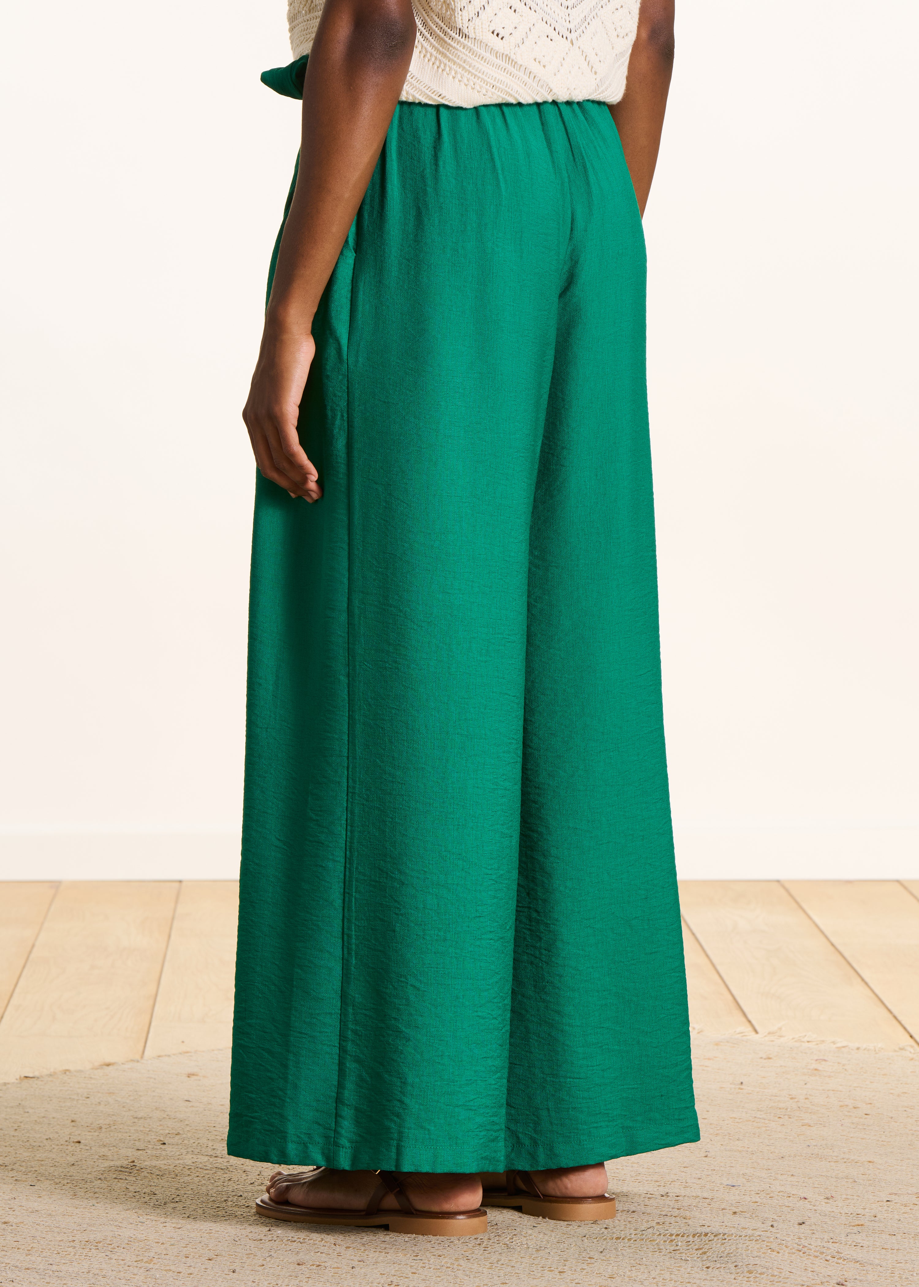 Pantaloni larghi verdi in jacquard