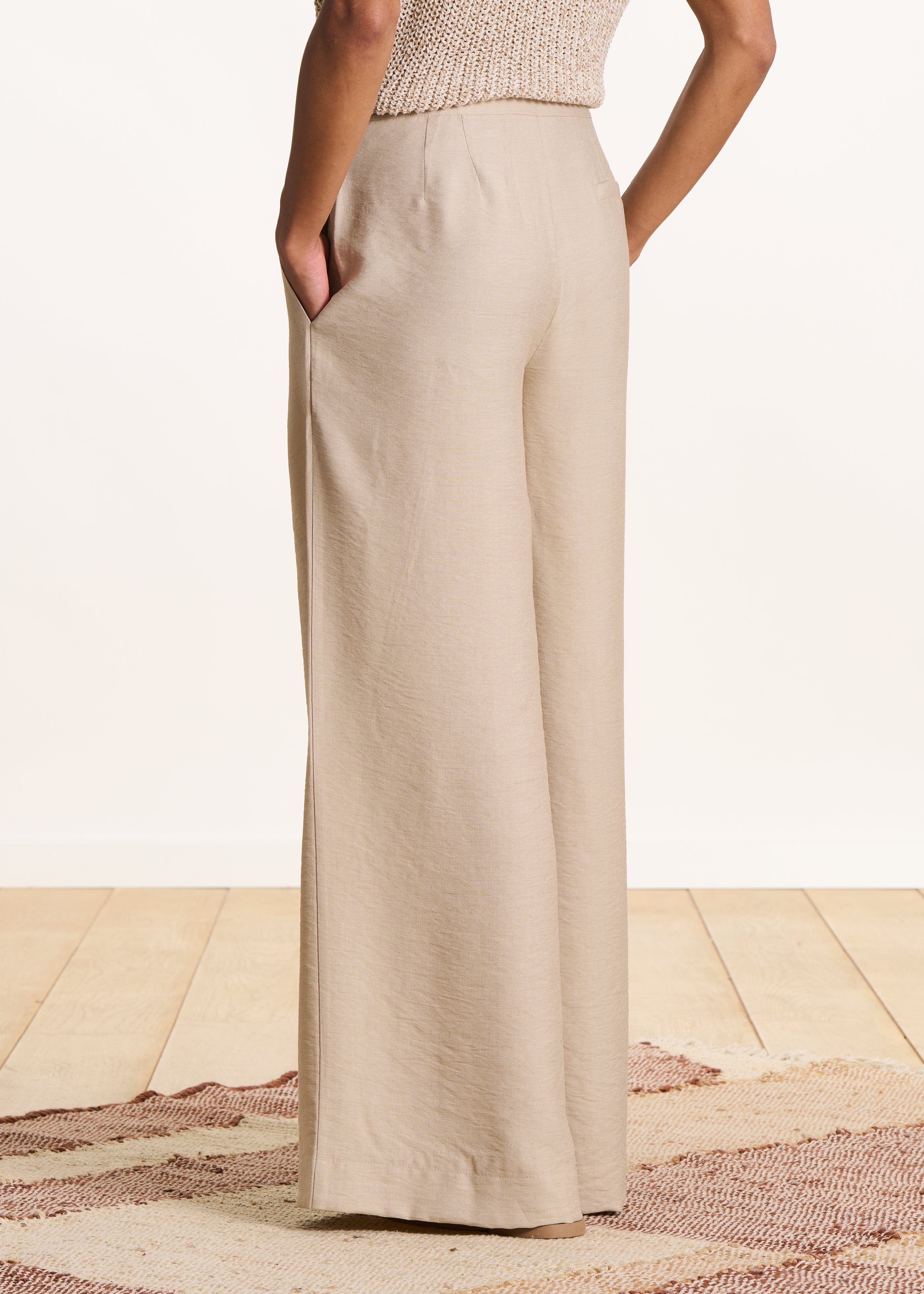 Beige high-waisted long pants