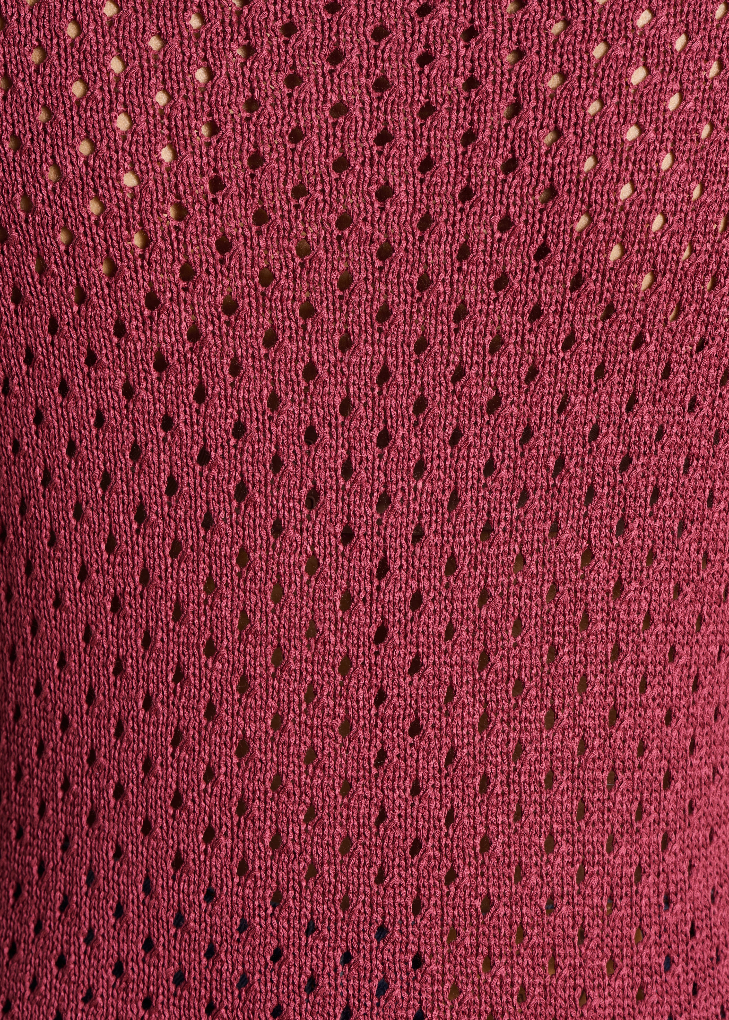 Sleeveless burgundy sweater in openwork crochet knit
