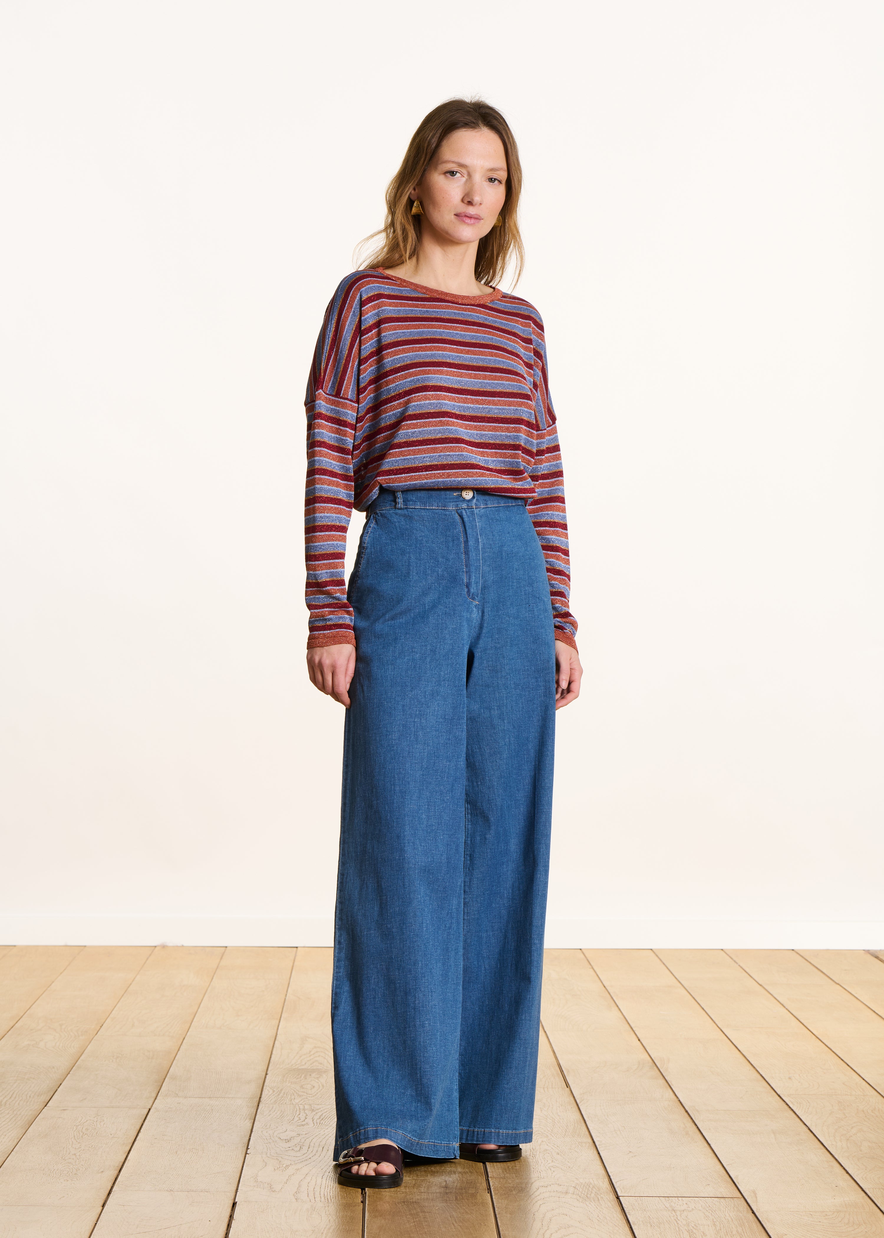 Pull en maille irisée à rayures multicolores