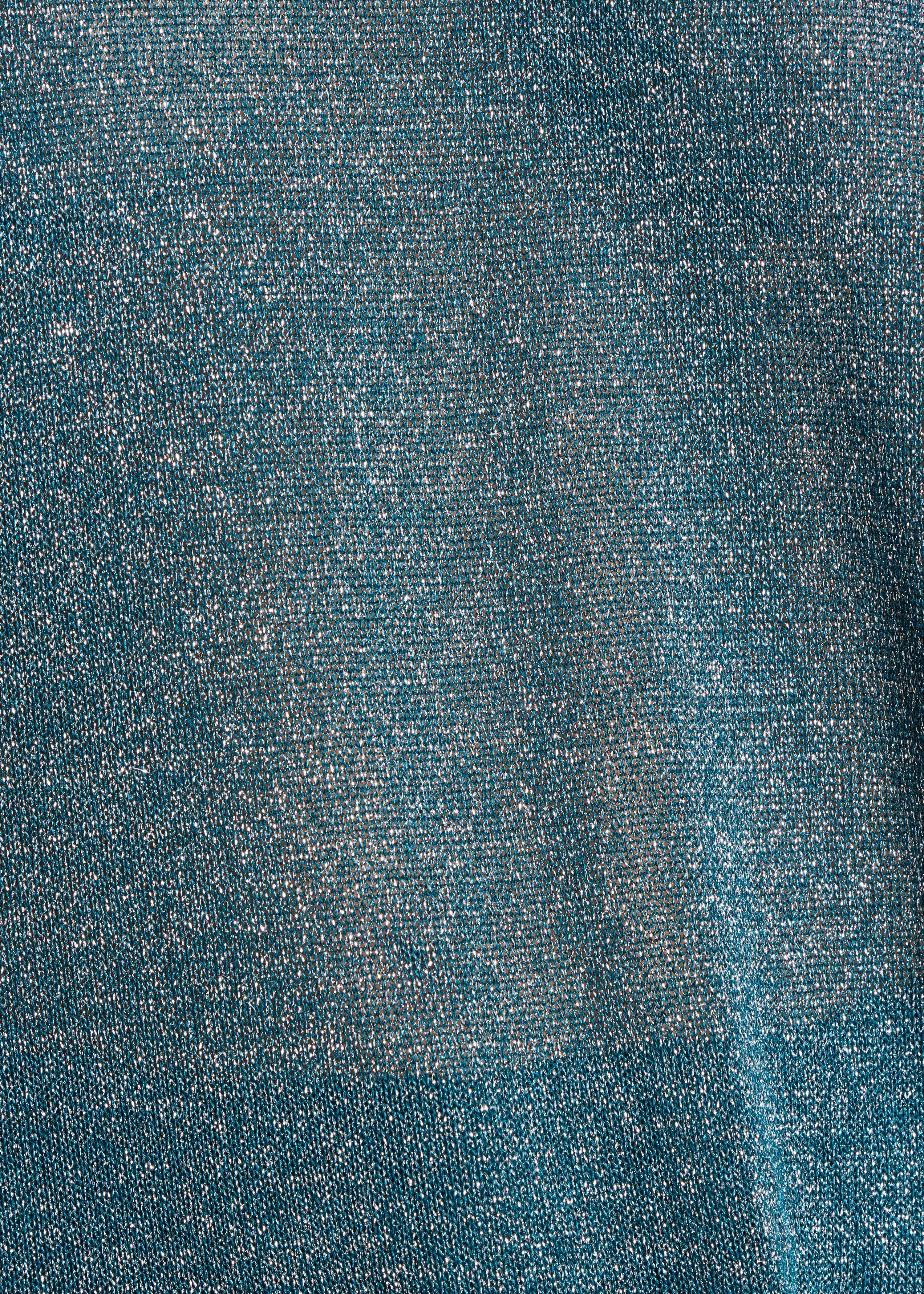 Petrol Blue Fine Iridescent Knit Short Sleeve Sweater