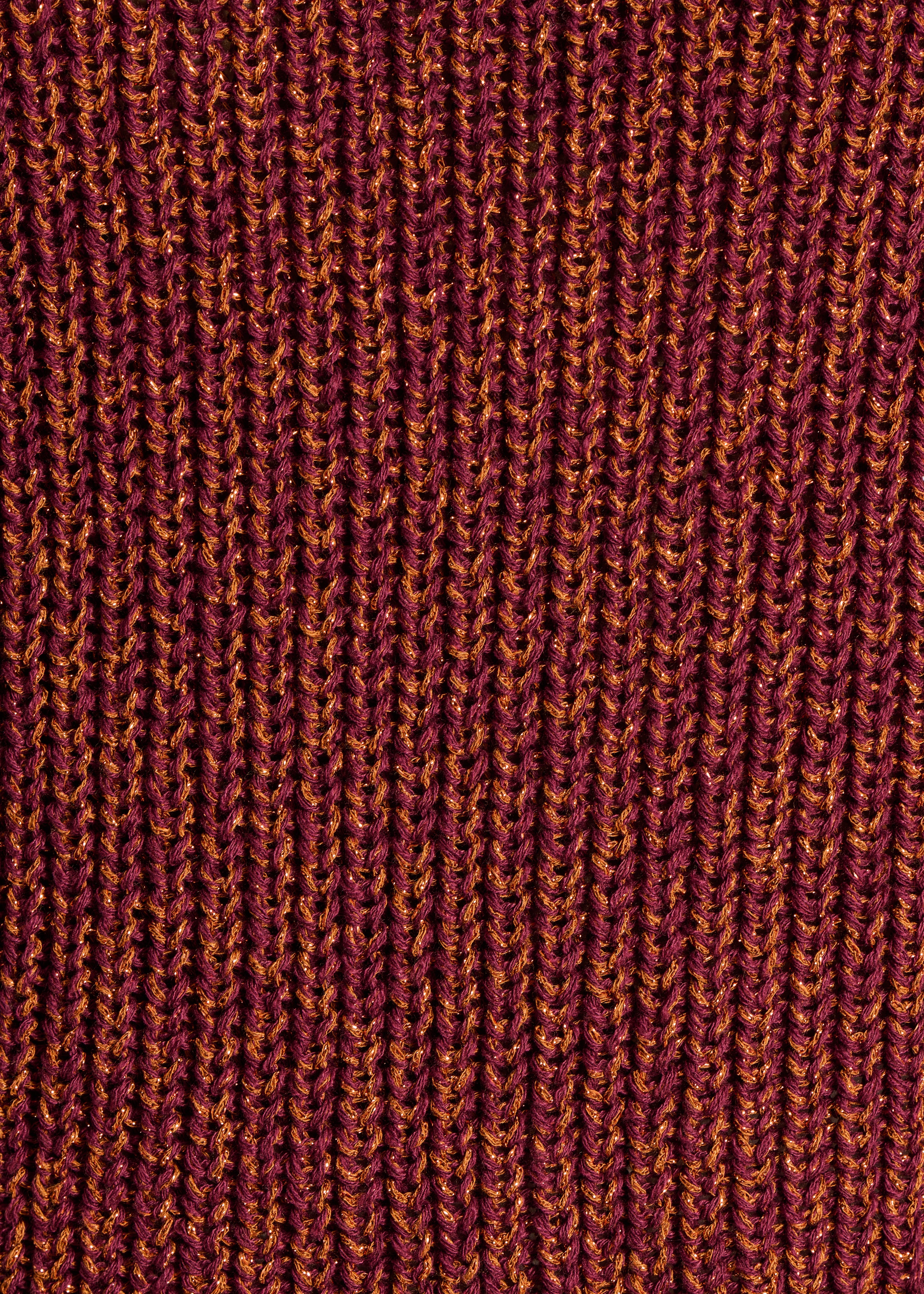 Brown iridescent knit sweater with round neckline